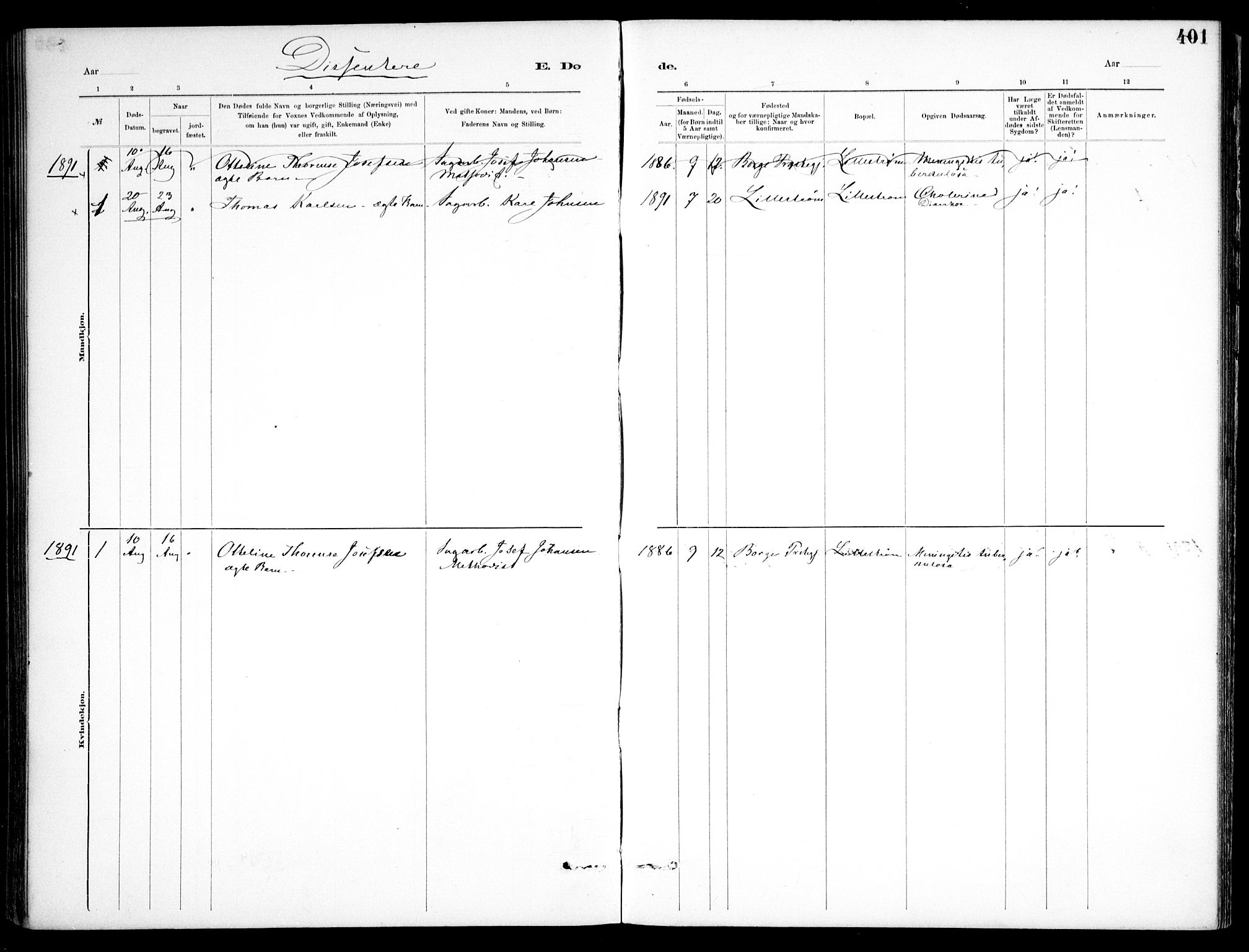Skedsmo prestekontor Kirkebøker, SAO/A-10033a/F/Fa/L0013: Parish register (official) no. I 13, 1883-1891, p. 401