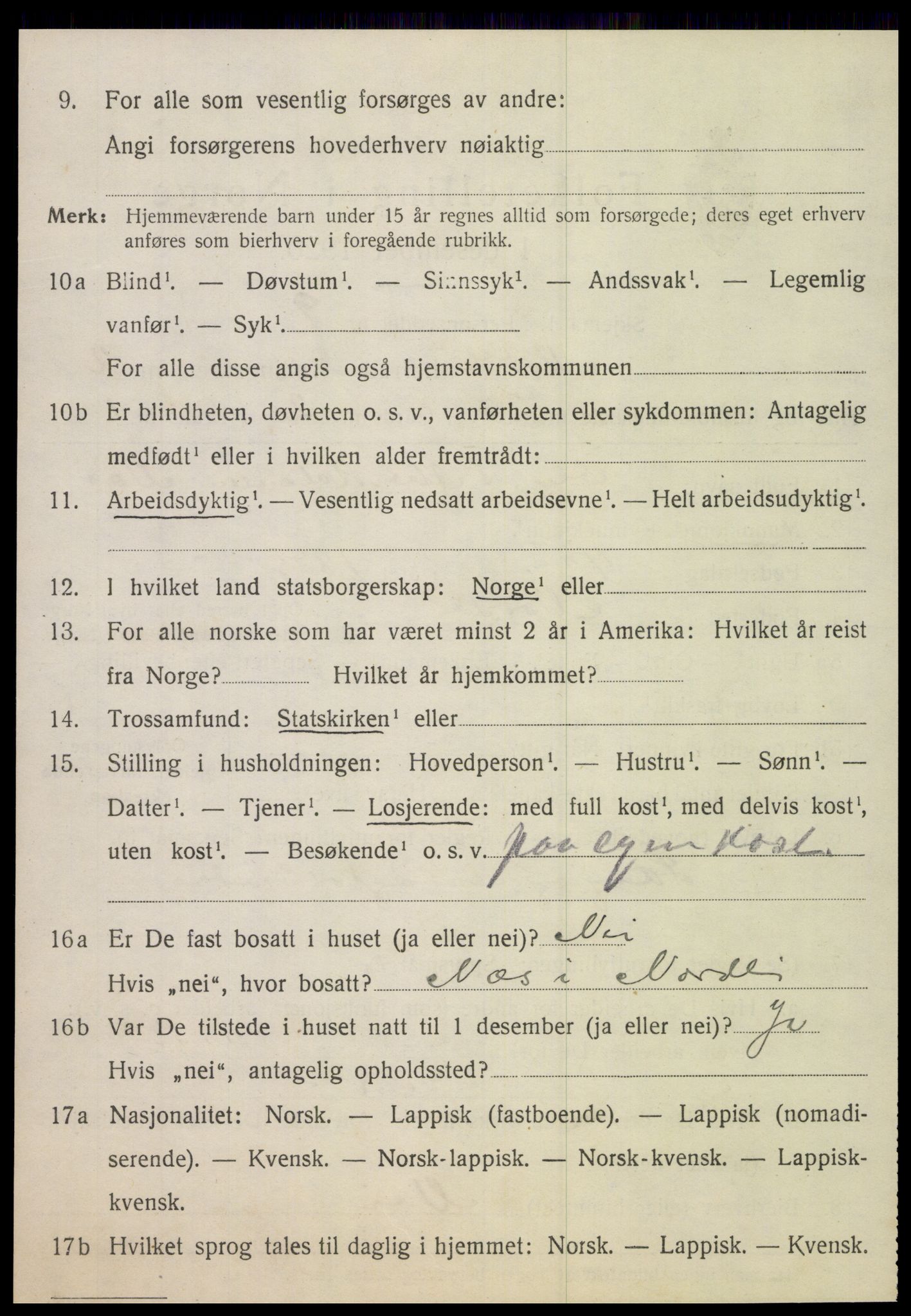 SAT, 1920 census for Nordli, 1920, p. 1094