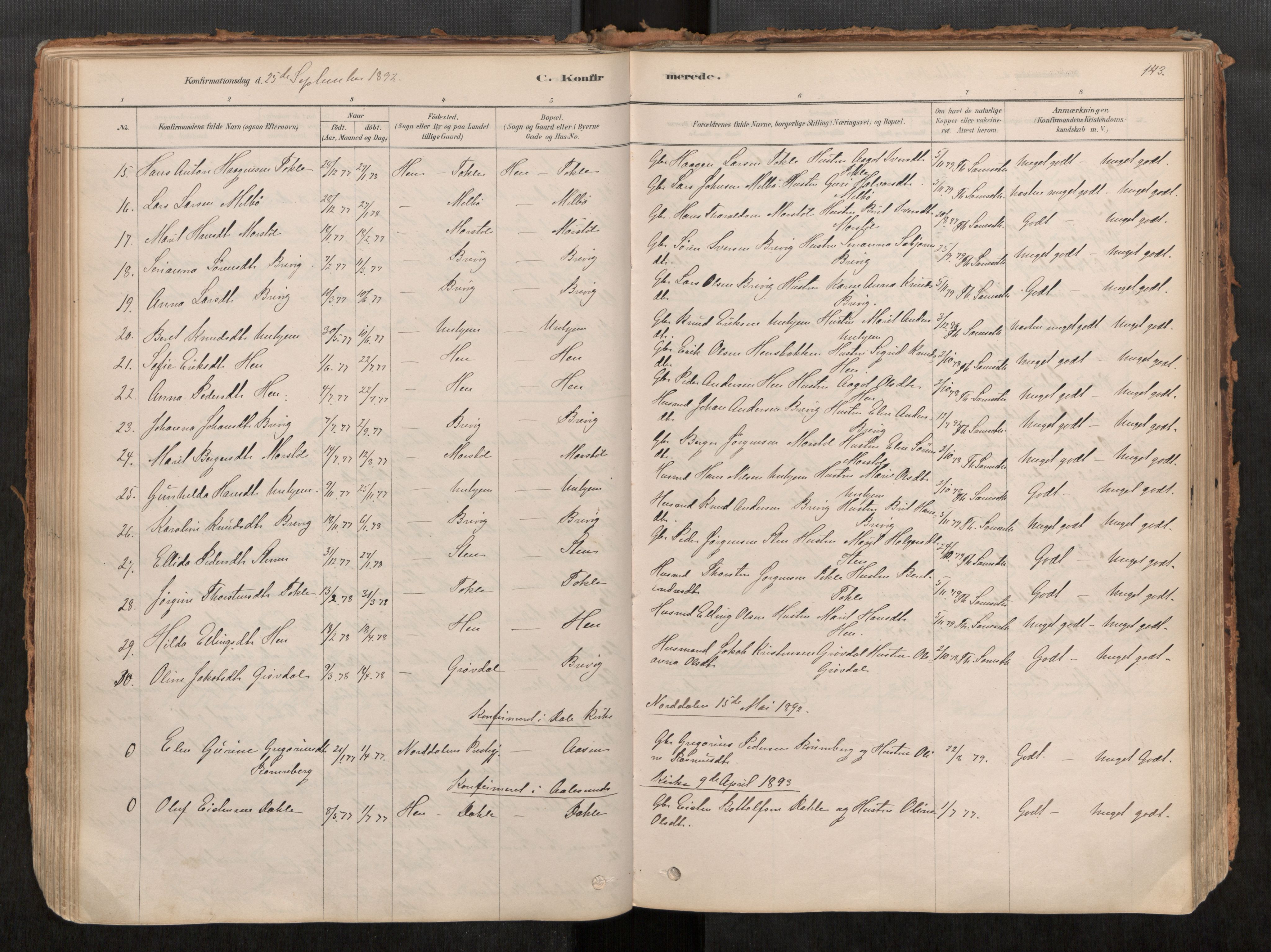 Ministerialprotokoller, klokkerbøker og fødselsregistre - Møre og Romsdal, AV/SAT-A-1454/545/L0594: Parish register (official) no. 545A03, 1878-1920, p. 143