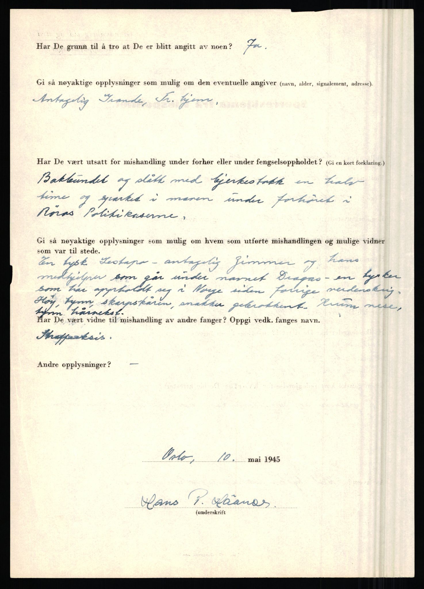 Rikspolitisjefen, AV/RA-S-1560/L/L0007: Heen, Erik C. - Iversen, Trygve, 1940-1945, p. 1028