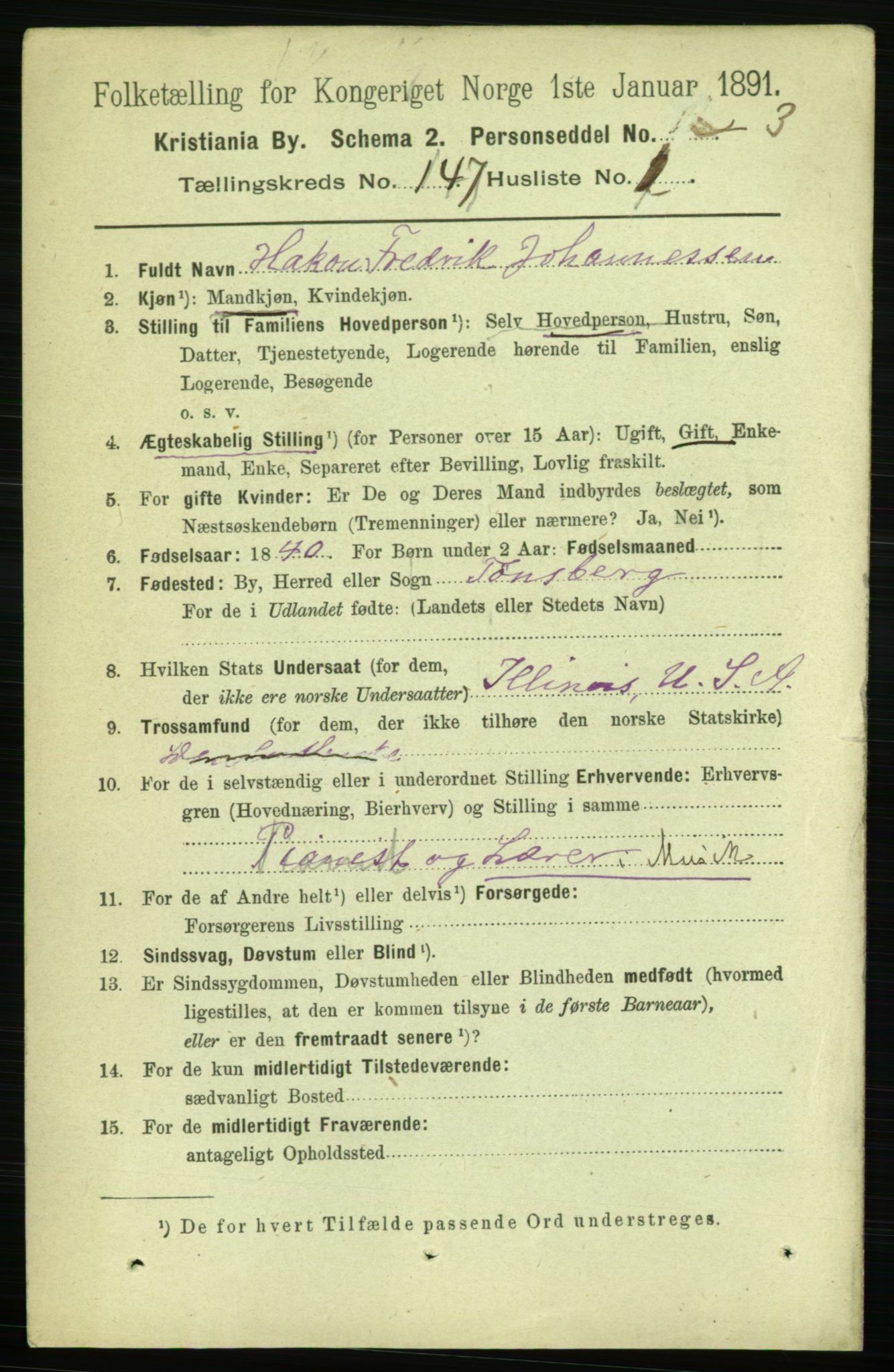 RA, 1891 census for 0301 Kristiania, 1891, p. 81596