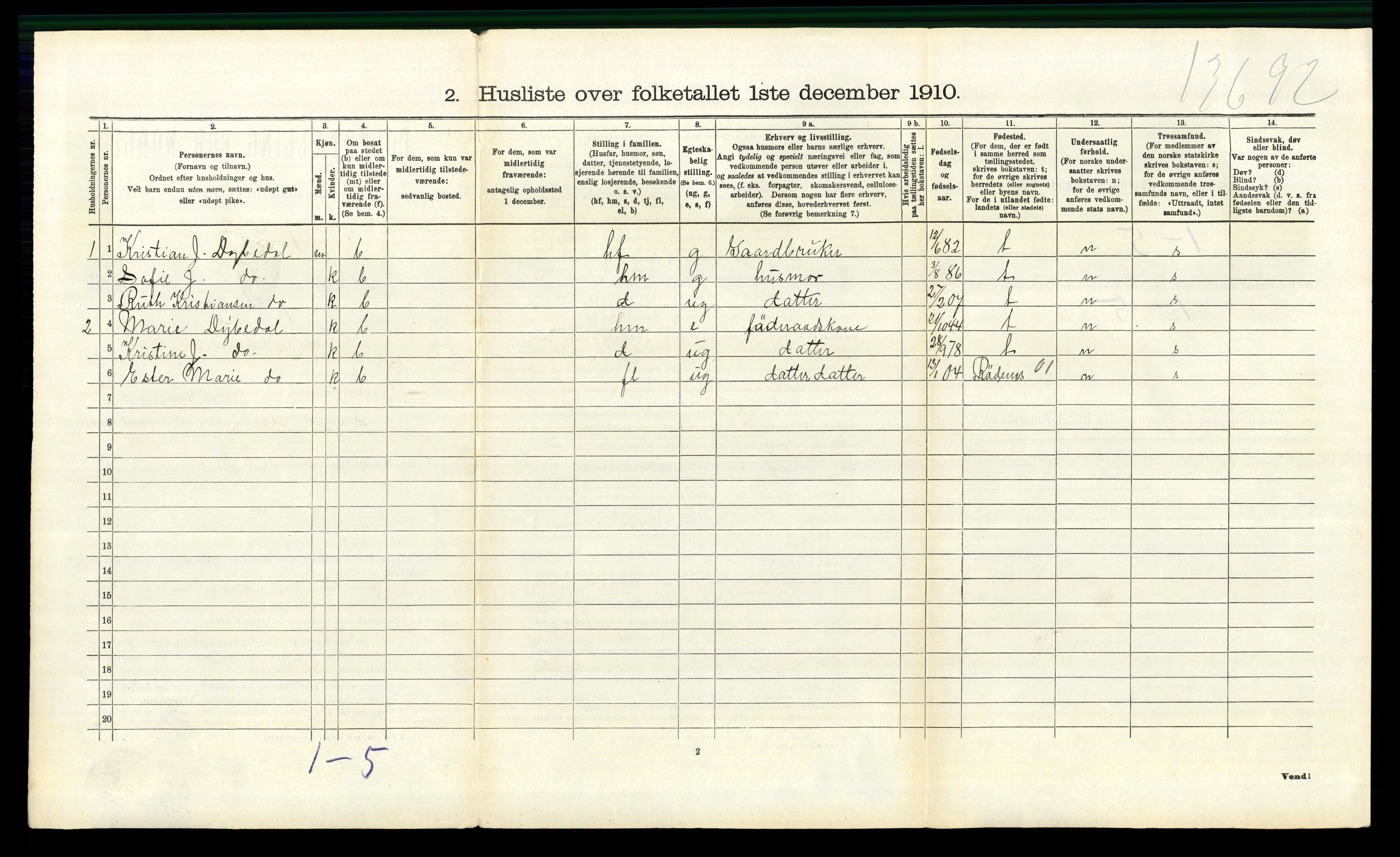 RA, 1910 census for Rakkestad, 1910, p. 532