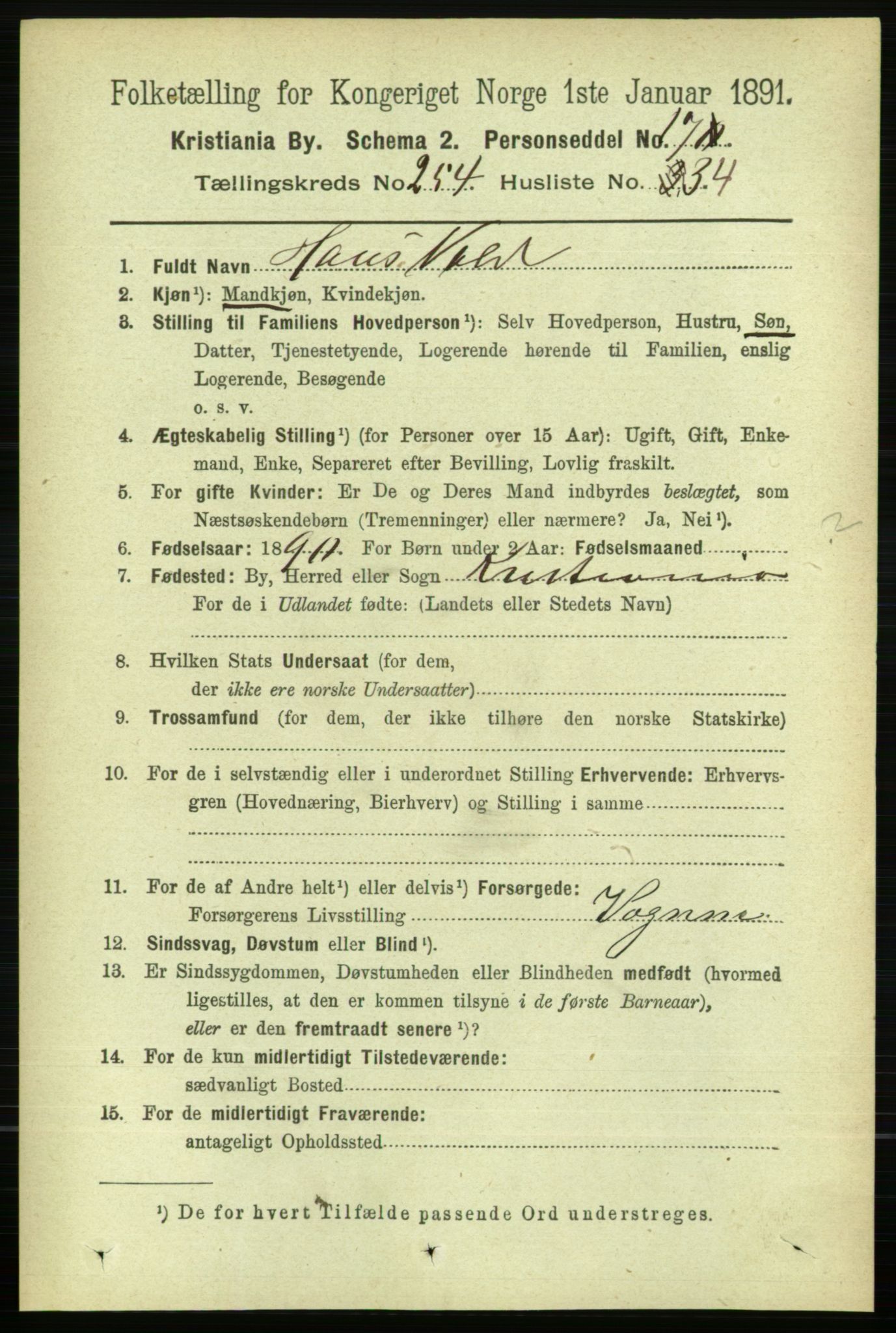 RA, 1891 census for 0301 Kristiania, 1891, p. 154904