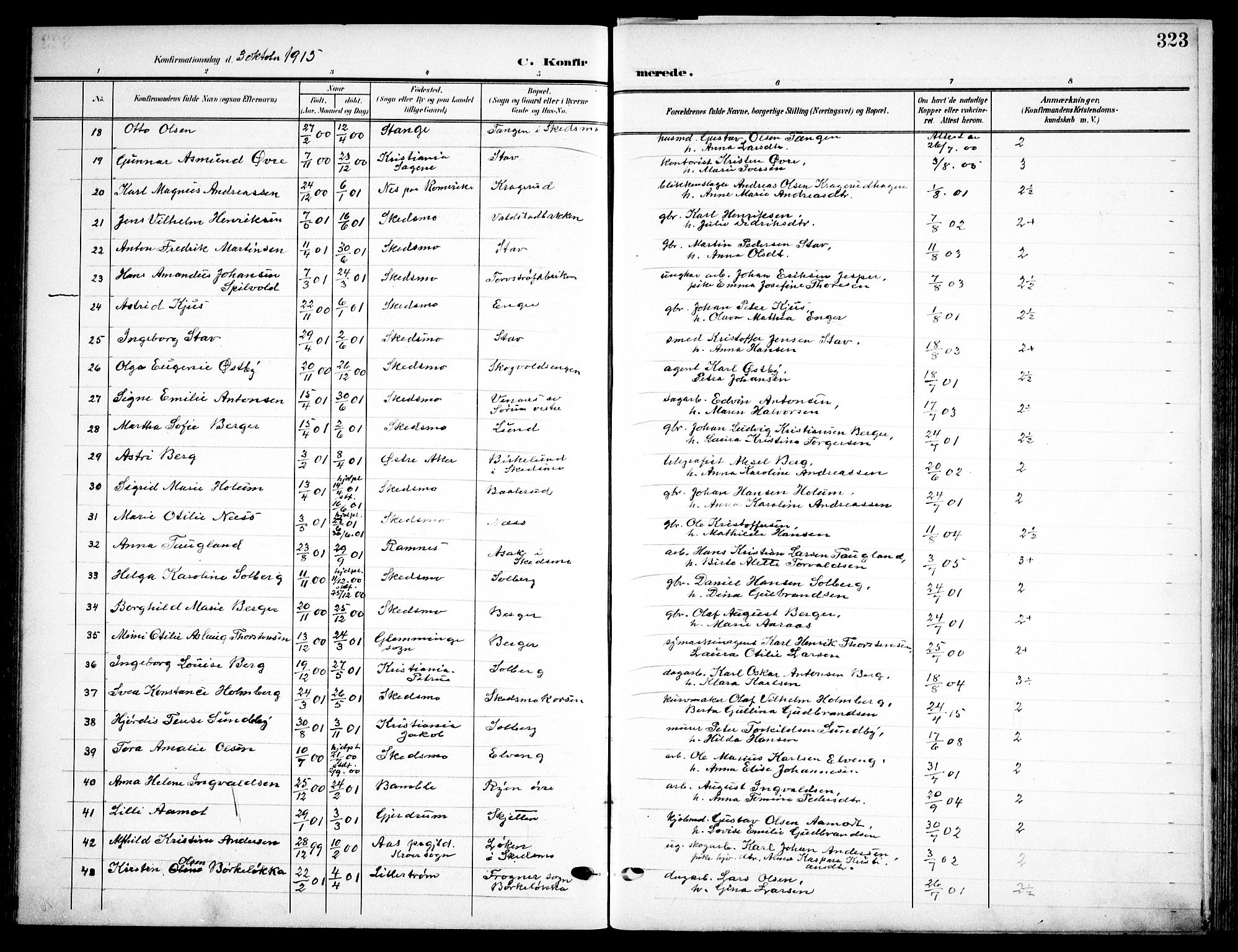 Skedsmo prestekontor Kirkebøker, AV/SAO-A-10033a/F/Fa/L0015: Parish register (official) no. I 15, 1902-1917, p. 323