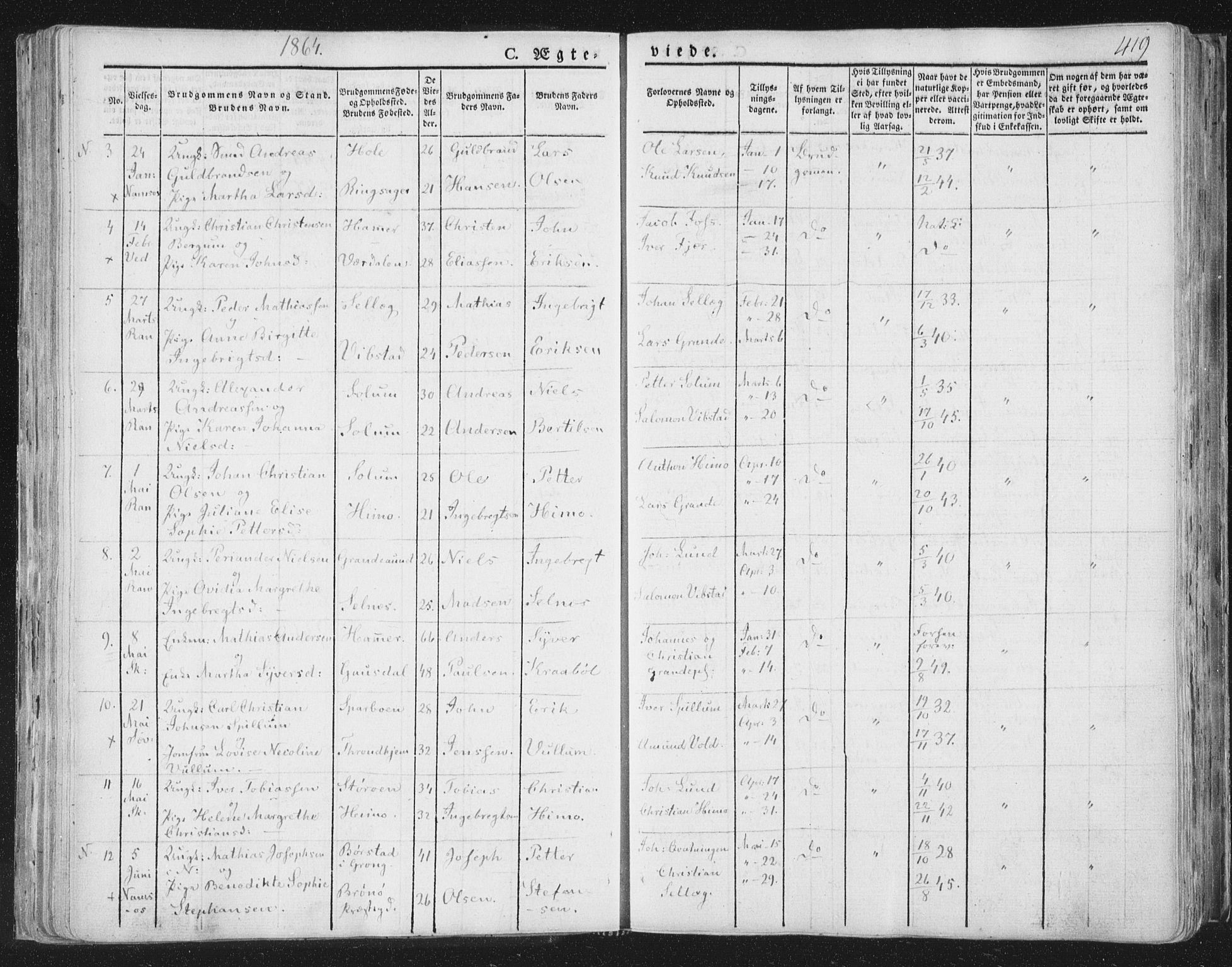 Ministerialprotokoller, klokkerbøker og fødselsregistre - Nord-Trøndelag, SAT/A-1458/764/L0552: Parish register (official) no. 764A07b, 1824-1865, p. 419