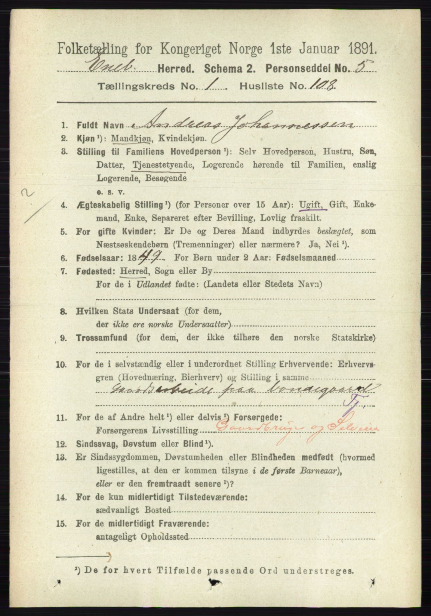 RA, 1891 census for 0229 Enebakk, 1891, p. 700