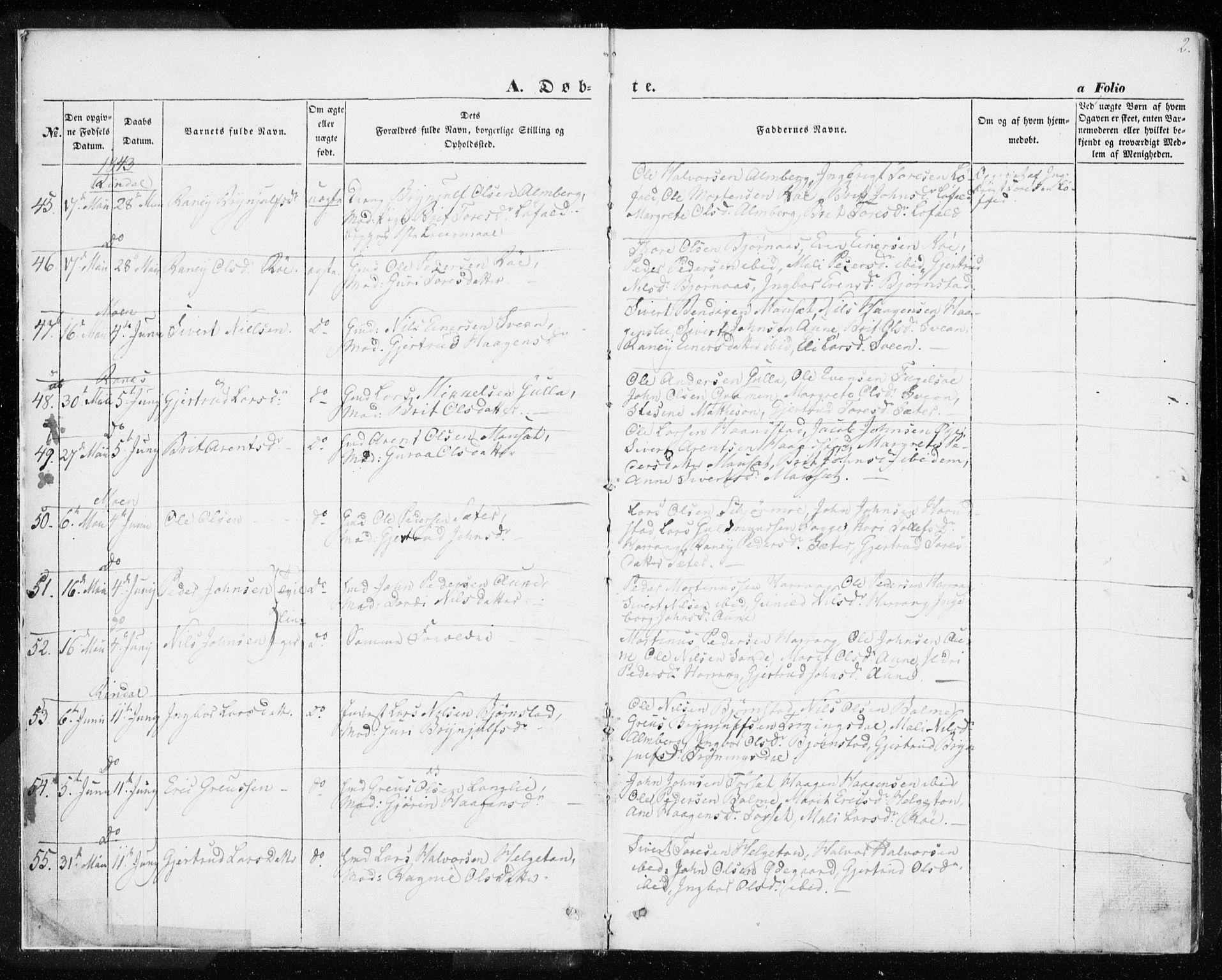 Ministerialprotokoller, klokkerbøker og fødselsregistre - Møre og Romsdal, AV/SAT-A-1454/595/L1043: Parish register (official) no. 595A05, 1843-1851, p. 2