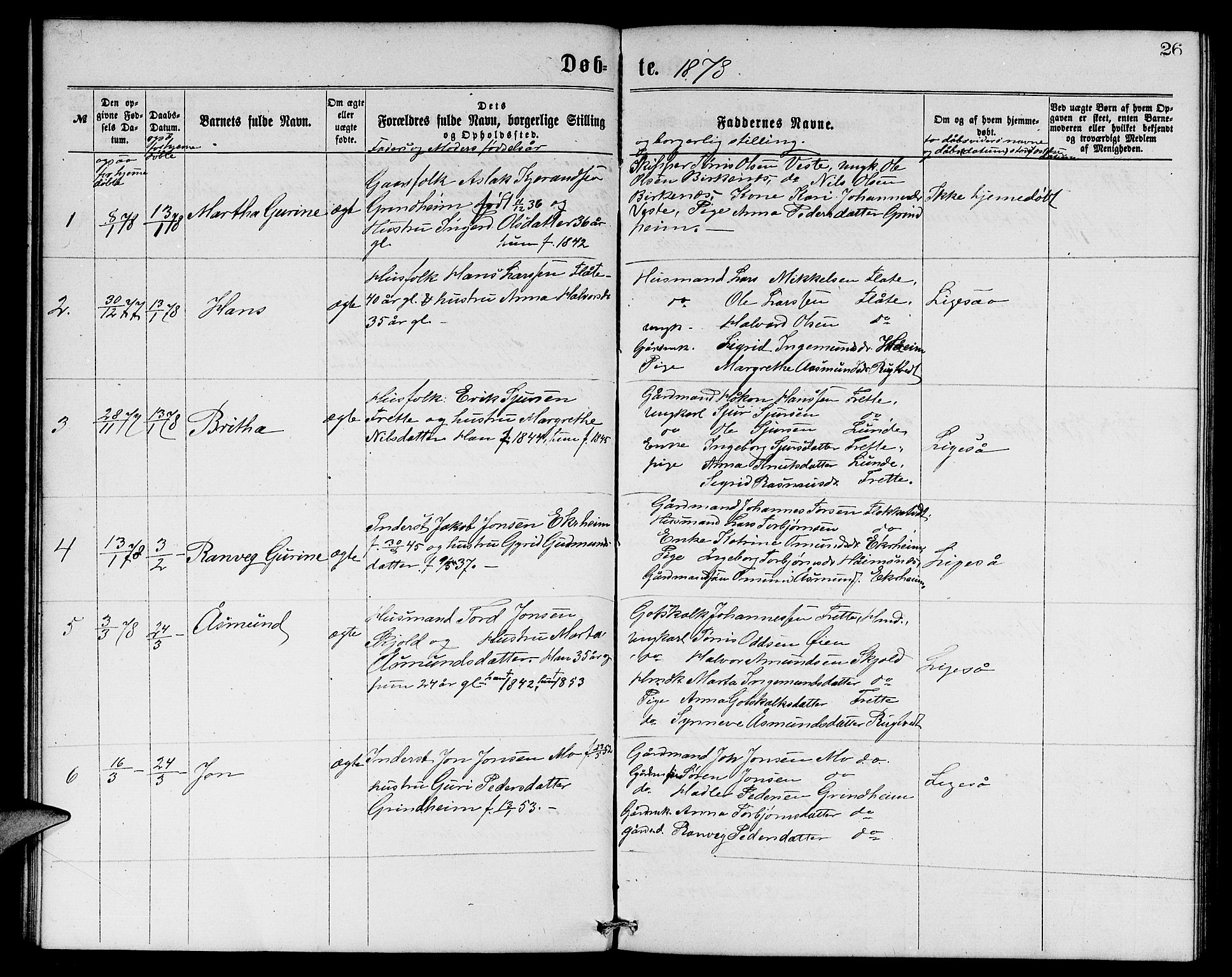 Etne sokneprestembete, SAB/A-75001/H/Hab: Parish register (copy) no. C 3, 1866-1878, p. 26