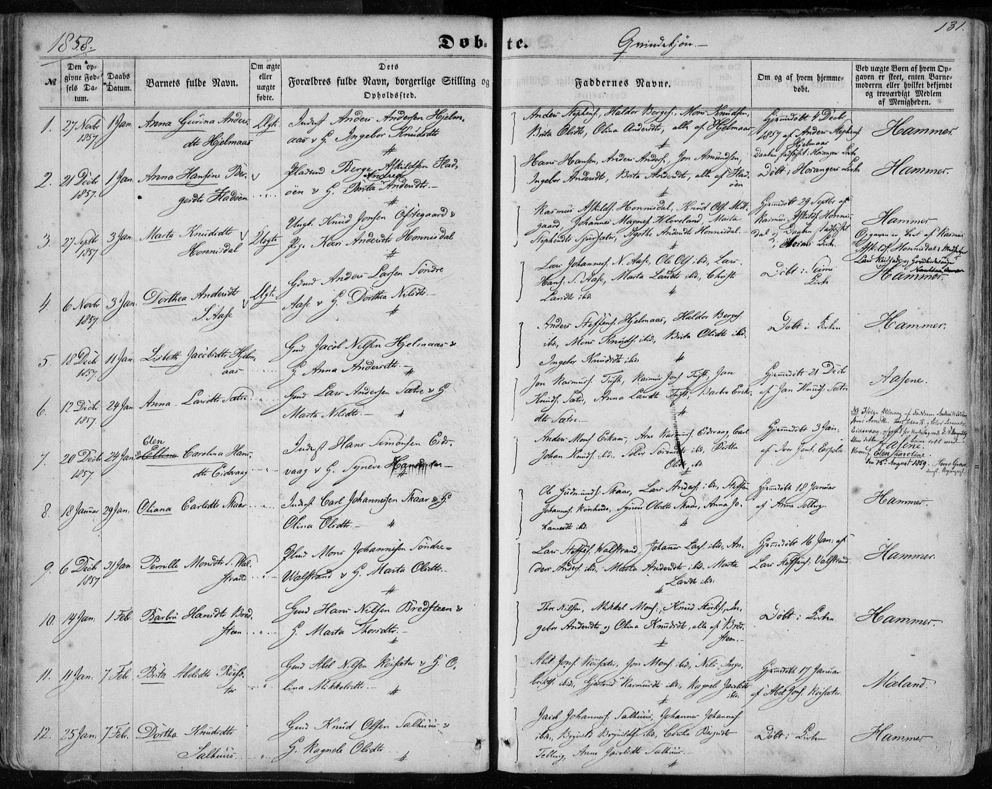 Hamre sokneprestembete, SAB/A-75501/H/Ha/Haa/Haaa/L0014: Parish register (official) no. A 14, 1858-1872, p. 131