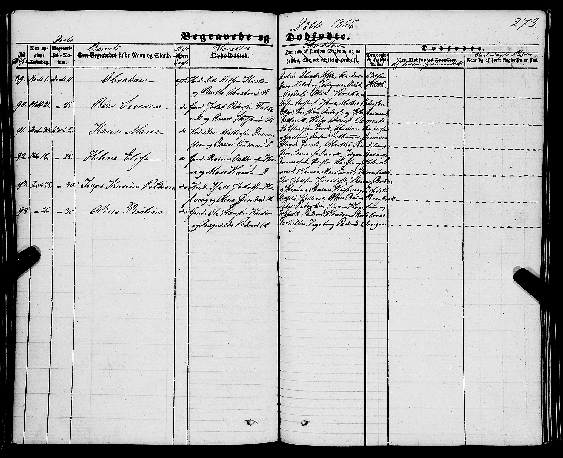 Davik sokneprestembete, AV/SAB-A-79701/H/Haa/Haaa/L0005: Parish register (official) no. A 5, 1850-1866, p. 273