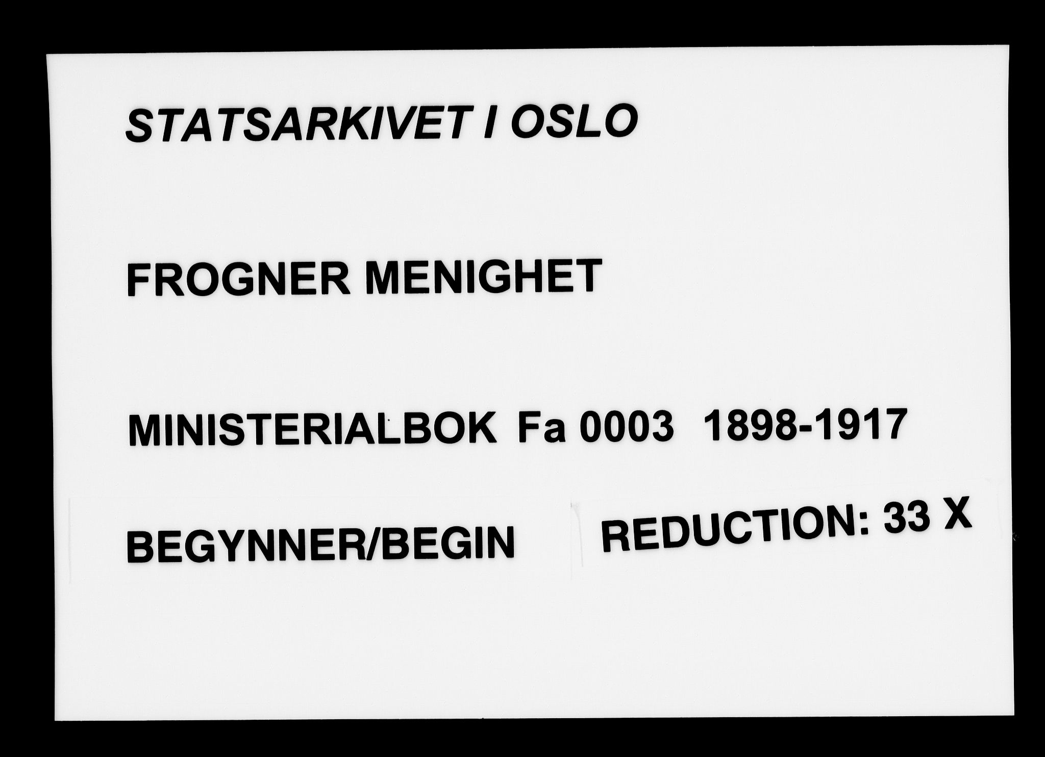 Frogner prestekontor Kirkebøker, AV/SAO-A-10886/F/Fa/L0003: Parish register (official) no. 3, 1898-1917