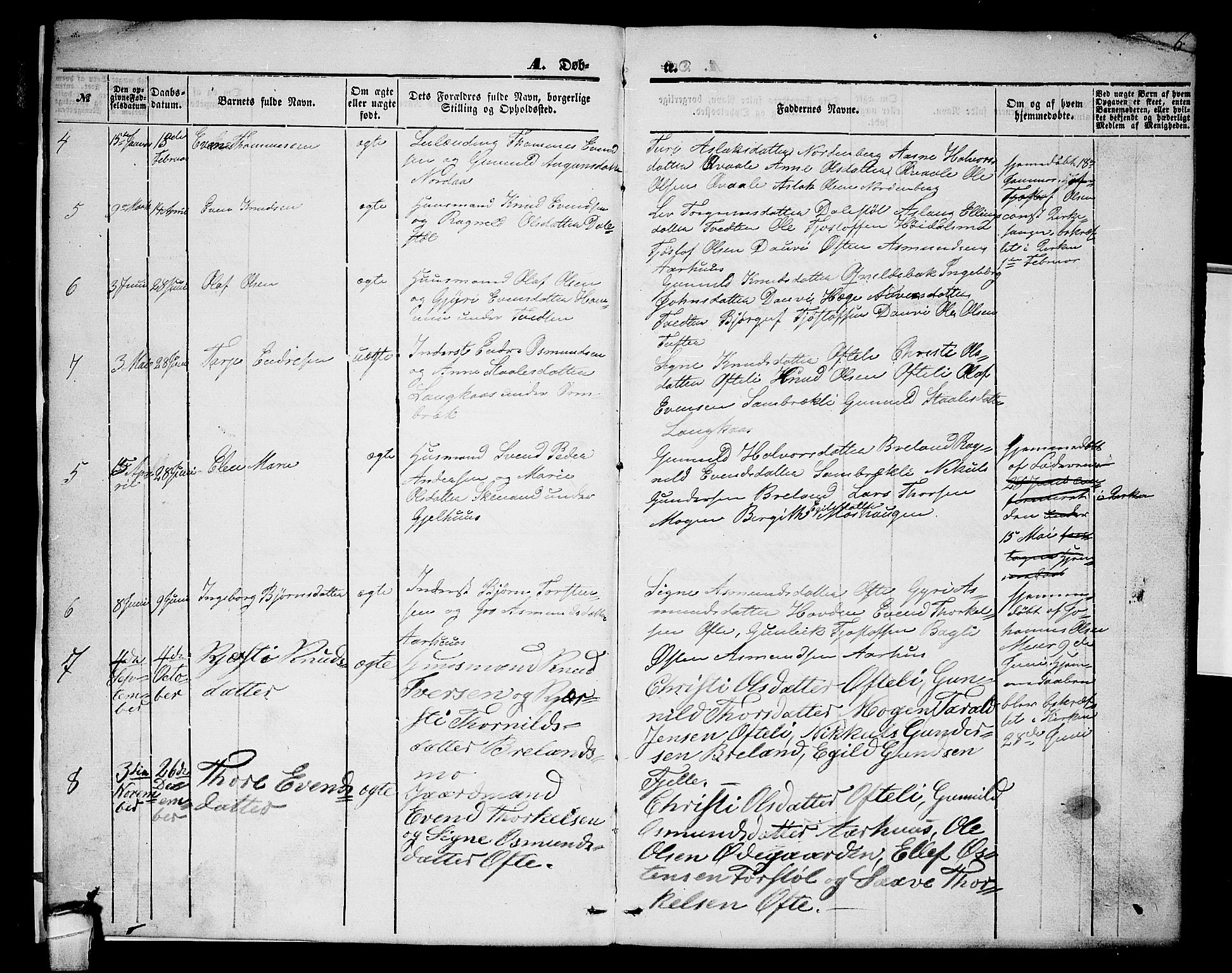 Lårdal kirkebøker, SAKO/A-284/G/Gc/L0002: Parish register (copy) no. III 2, 1852-1877, p. 6