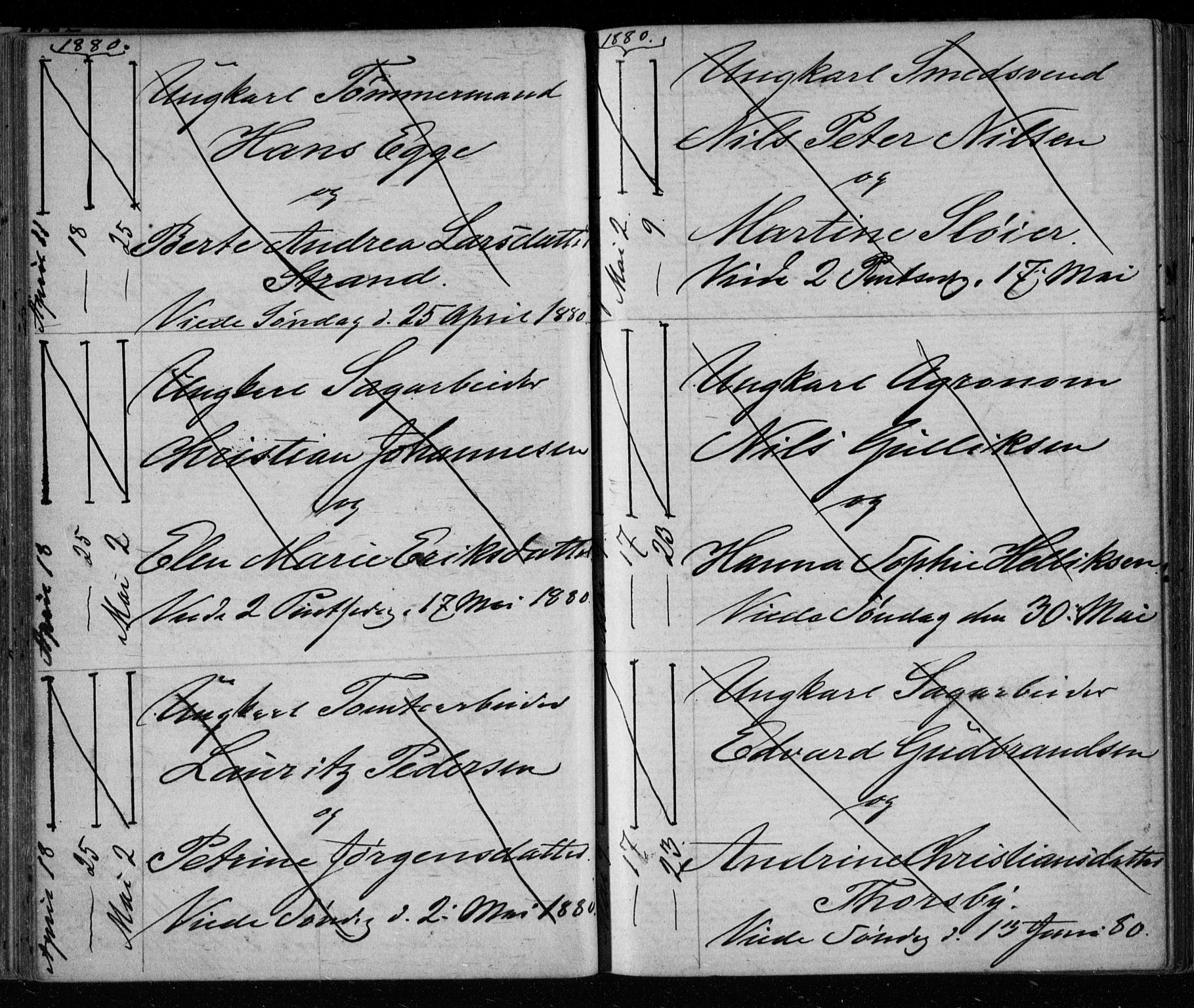 Bragernes kirkebøker, AV/SAKO-A-6/H/Ha/L0006: Banns register no. 6, 1873-1896