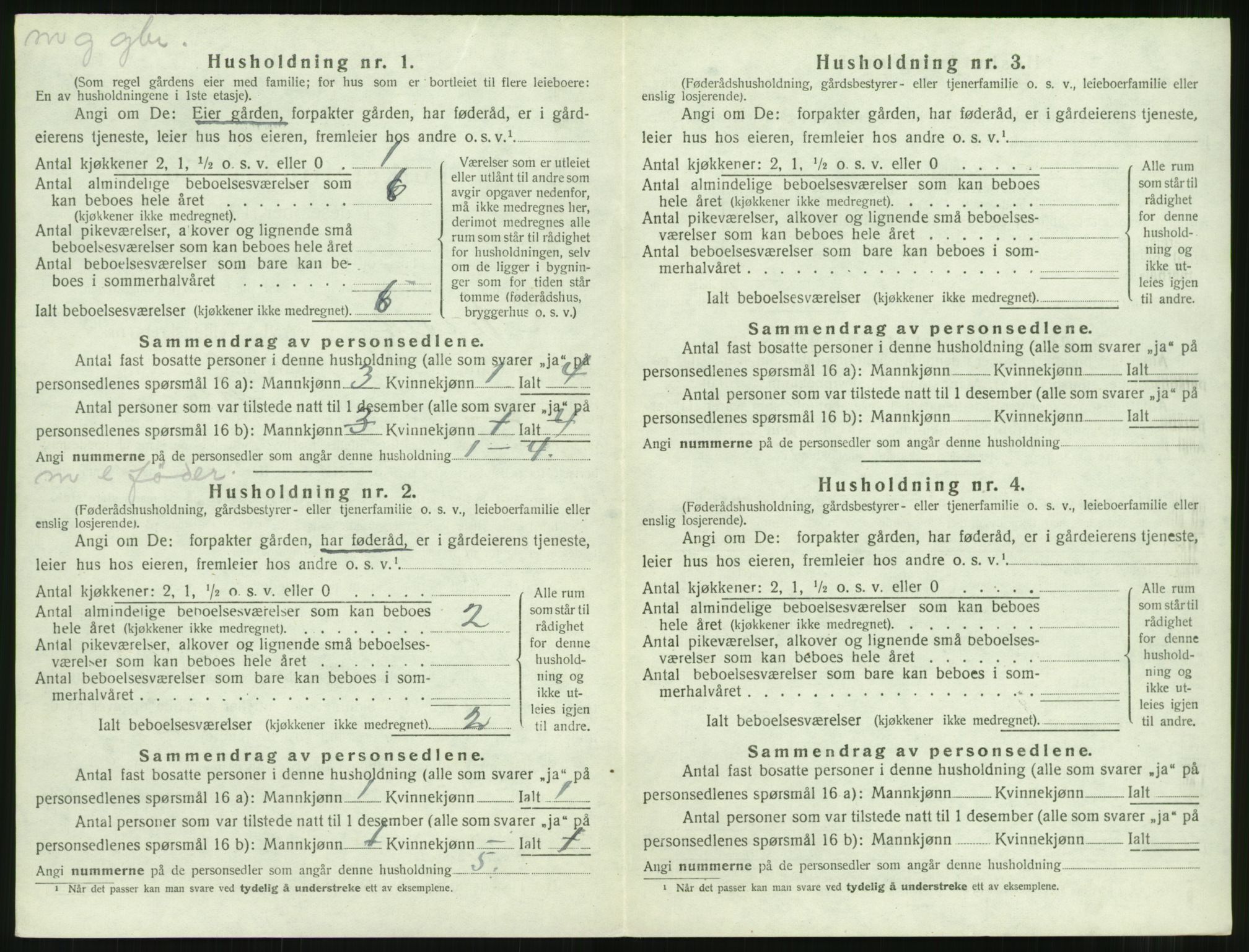 SAT, 1920 census for Nesset, 1920, p. 421