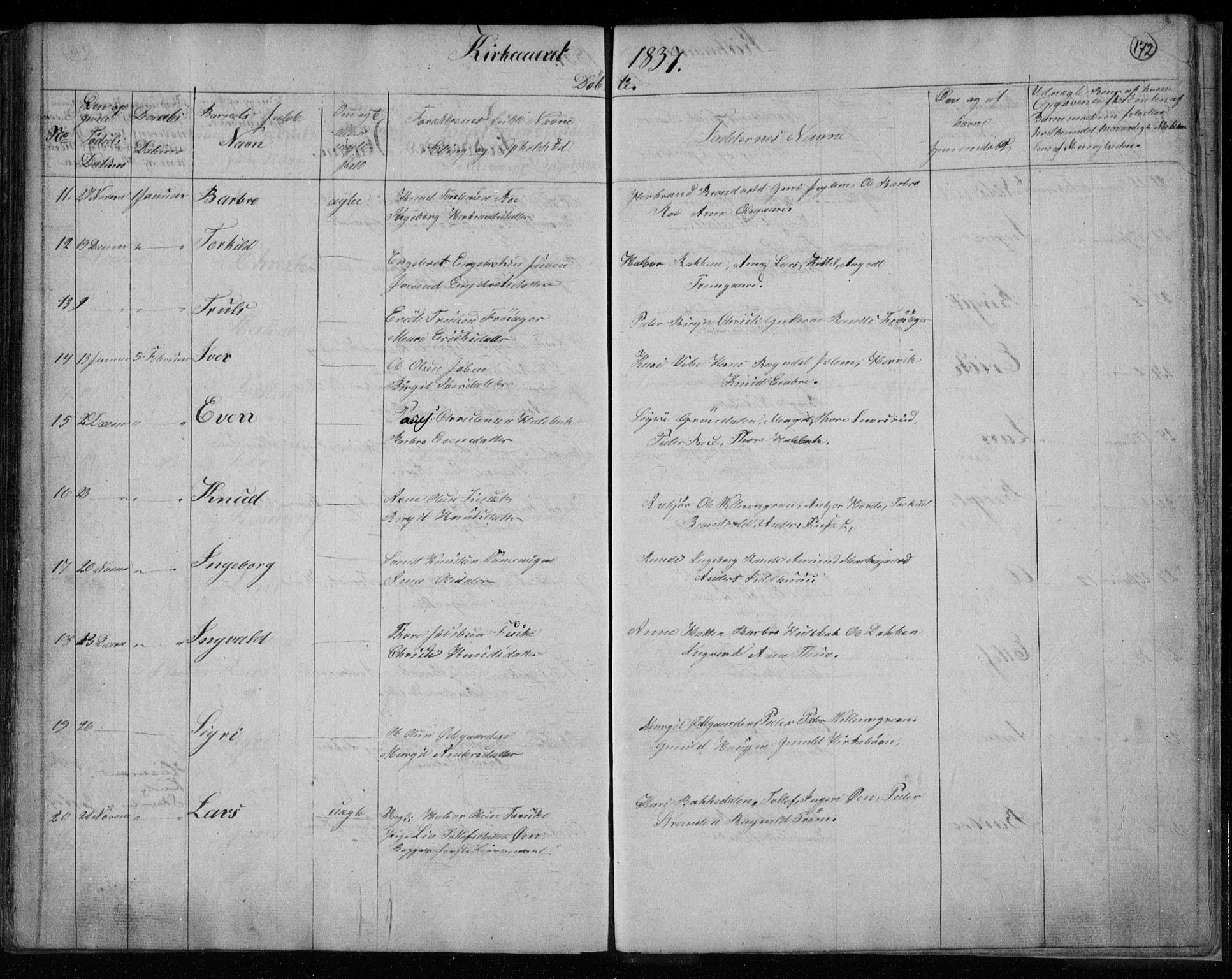 Gol kirkebøker, SAKO/A-226/F/Fa/L0001: Parish register (official) no. I 1, 1821-1837, p. 172