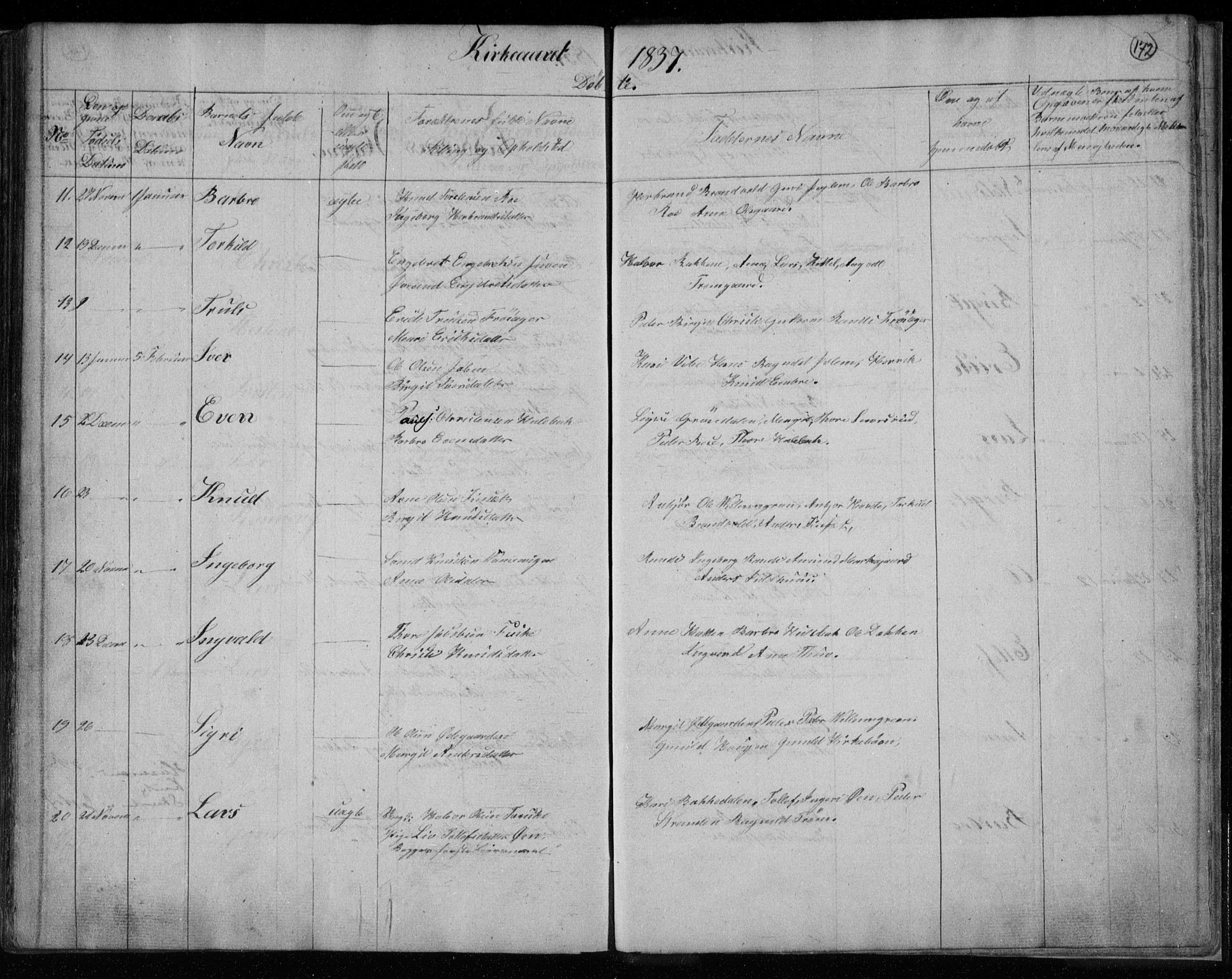 Gol kirkebøker, AV/SAKO-A-226/F/Fa/L0001: Parish register (official) no. I 1, 1821-1837, p. 172