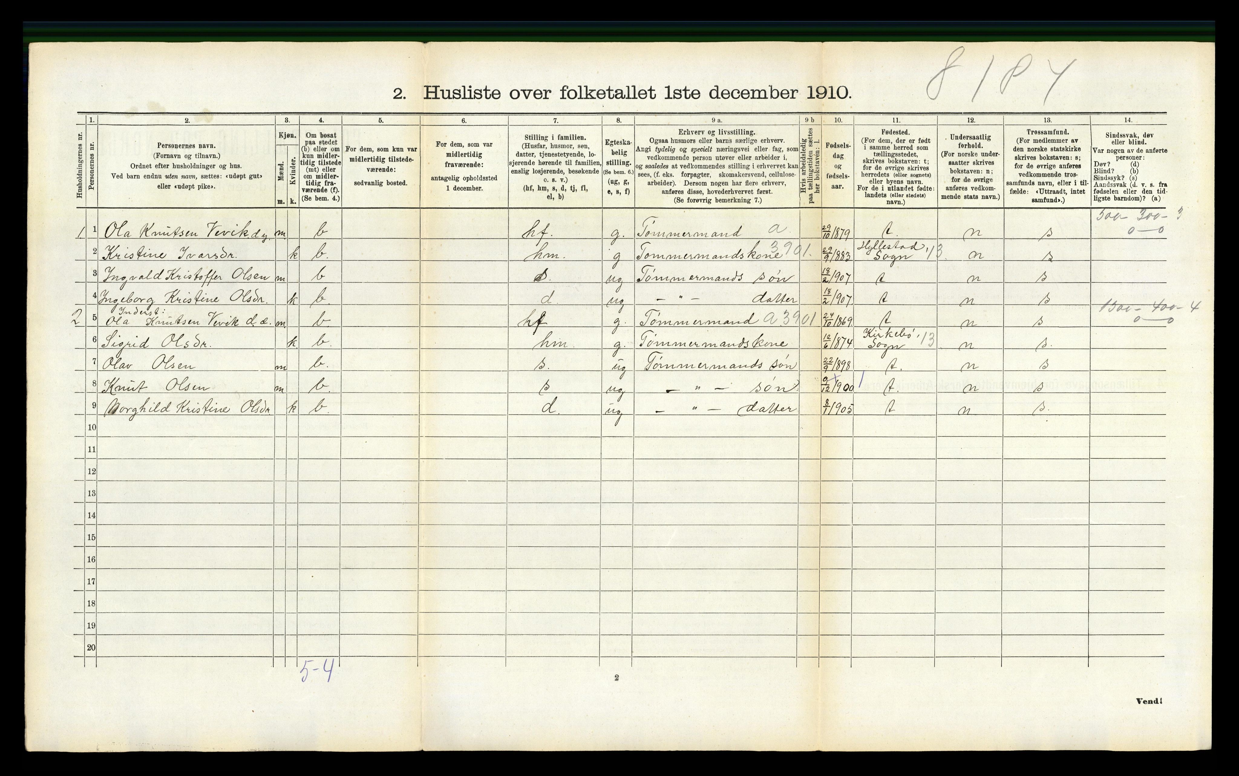 RA, 1910 census for Kvinnherad, 1910, p. 732