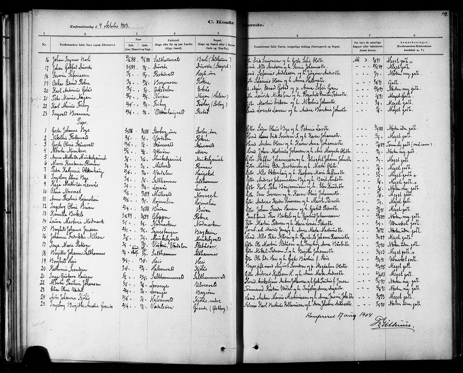 Ministerialprotokoller, klokkerbøker og fødselsregistre - Nord-Trøndelag, SAT/A-1458/721/L0208: Parish register (copy) no. 721C01, 1880-1917, p. 142