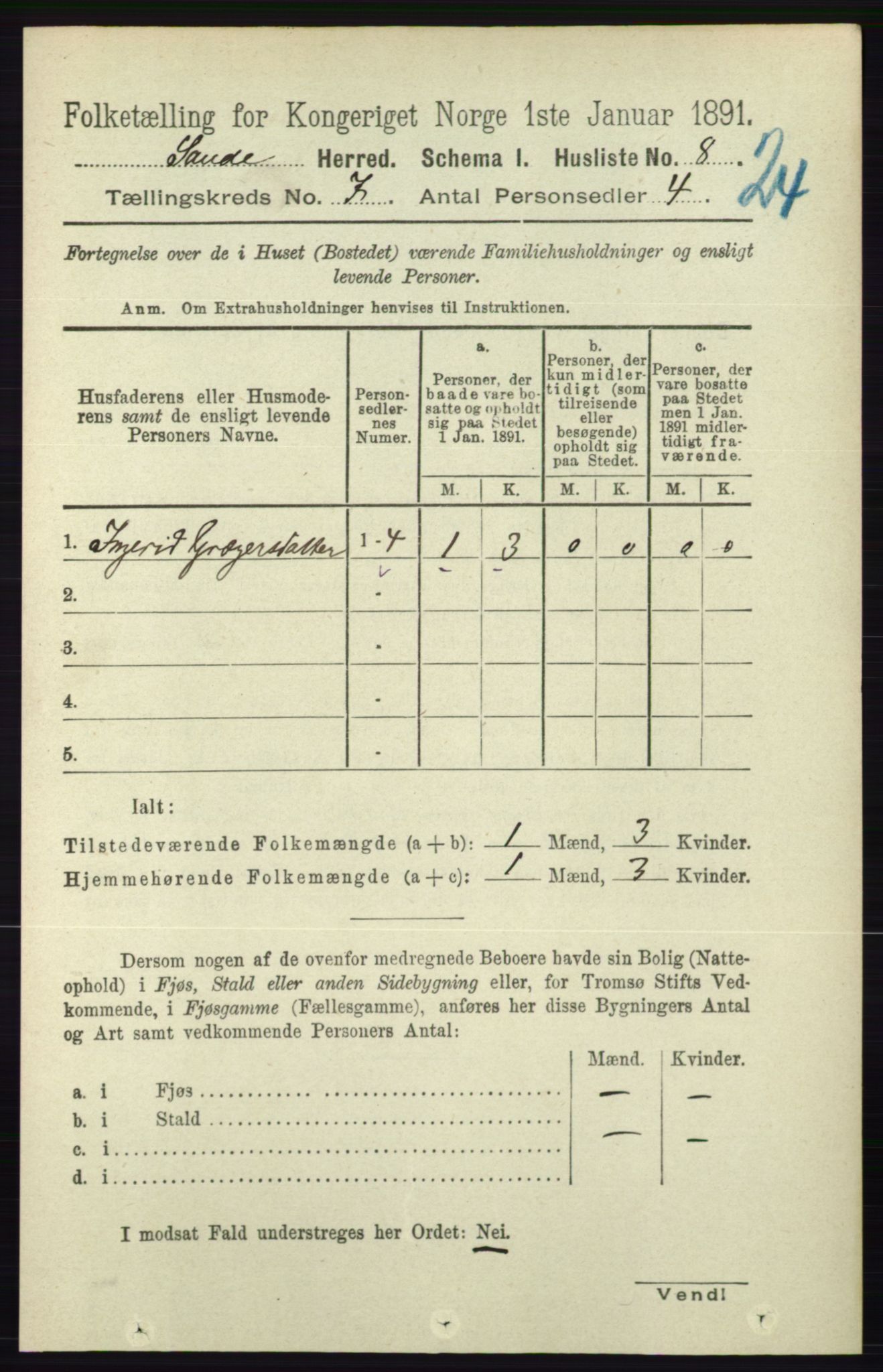 RA, 1891 census for 0822 Sauherad, 1891, p. 1991