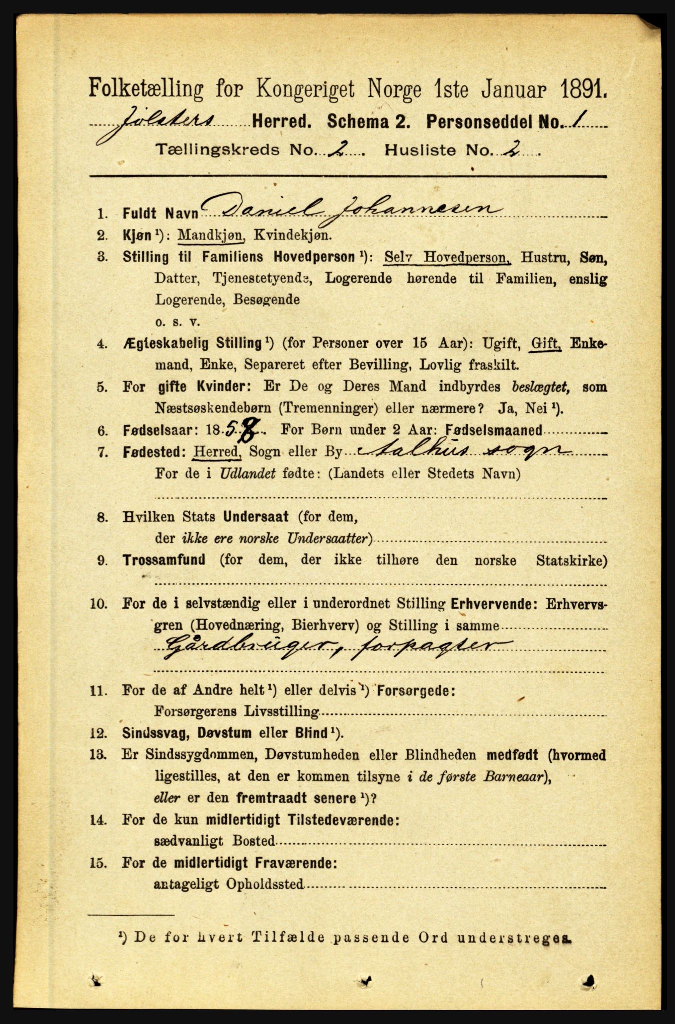 RA, 1891 census for 1431 Jølster, 1891, p. 579