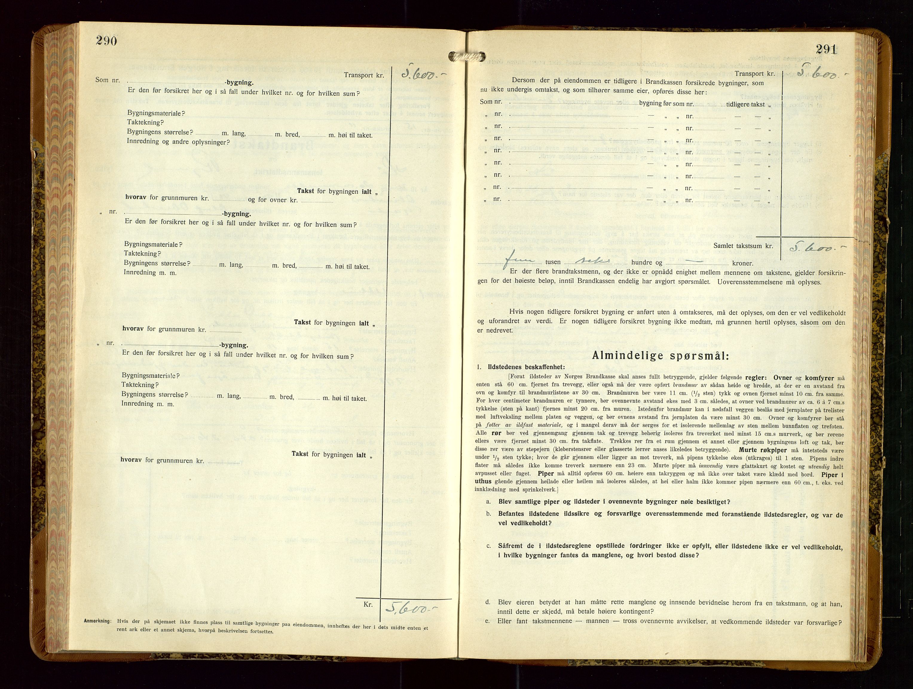 Hå lensmannskontor, AV/SAST-A-100456/Goa/L0006: Takstprotokoll (skjema), 1932-1938, p. 290-291