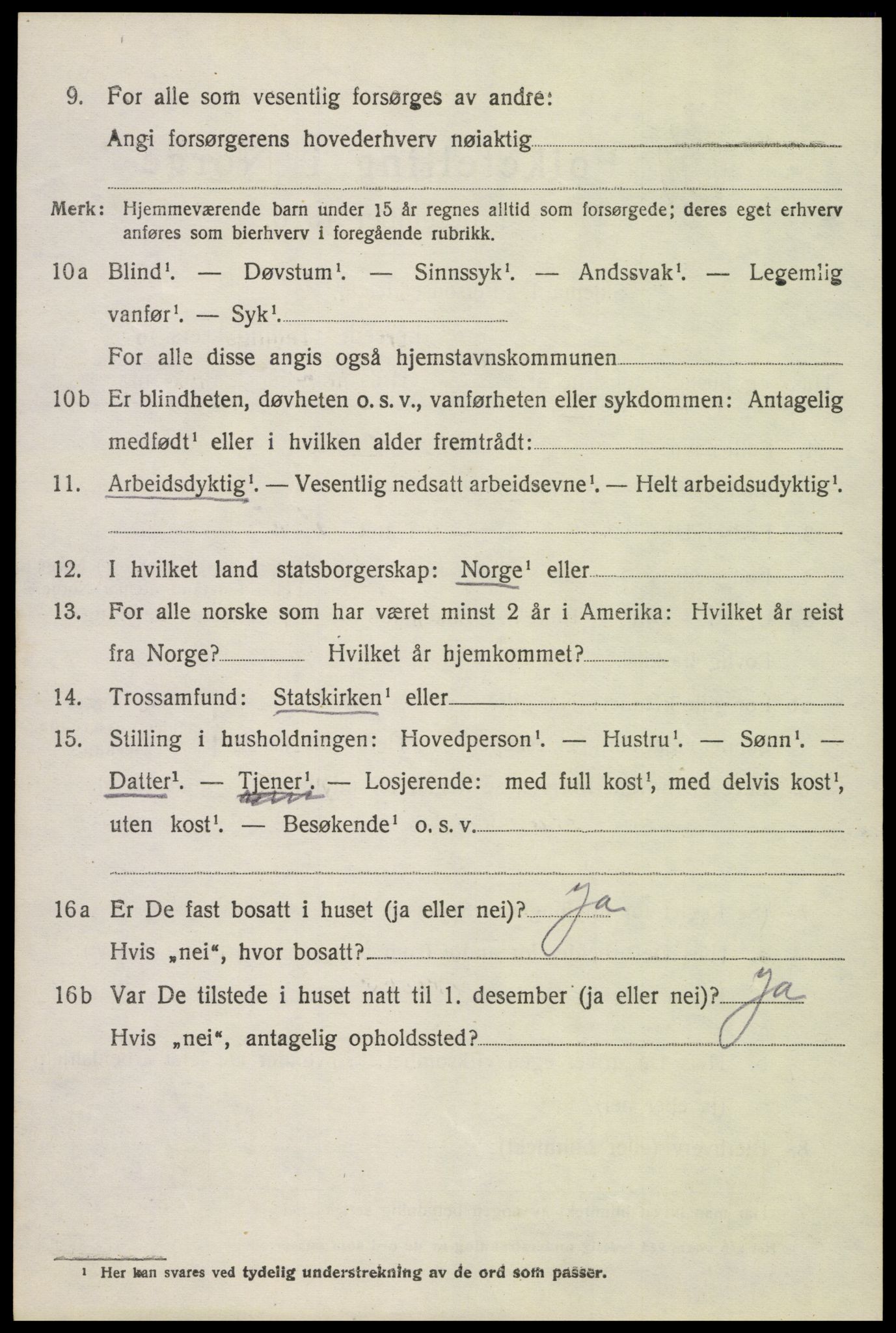 SAH, 1920 census for Biri, 1920, p. 2330