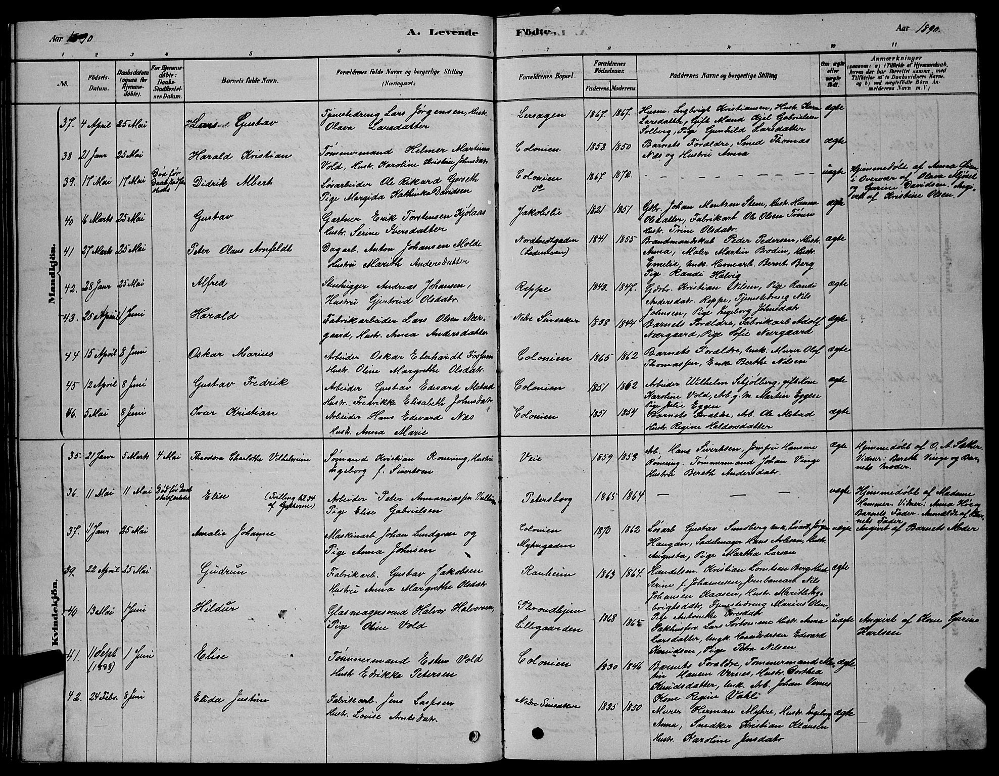 Ministerialprotokoller, klokkerbøker og fødselsregistre - Sør-Trøndelag, SAT/A-1456/606/L0312: Parish register (copy) no. 606C08, 1878-1894