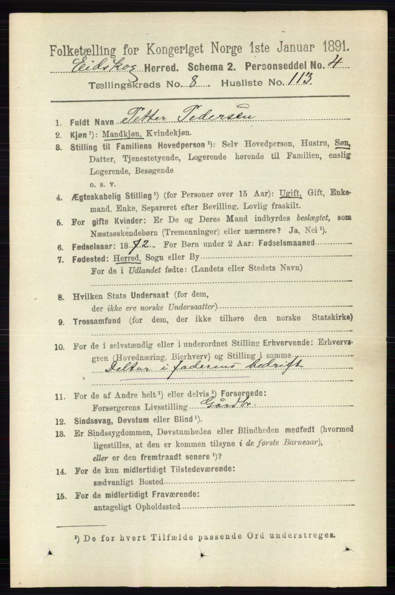 RA, 1891 census for 0420 Eidskog, 1891, p. 5193