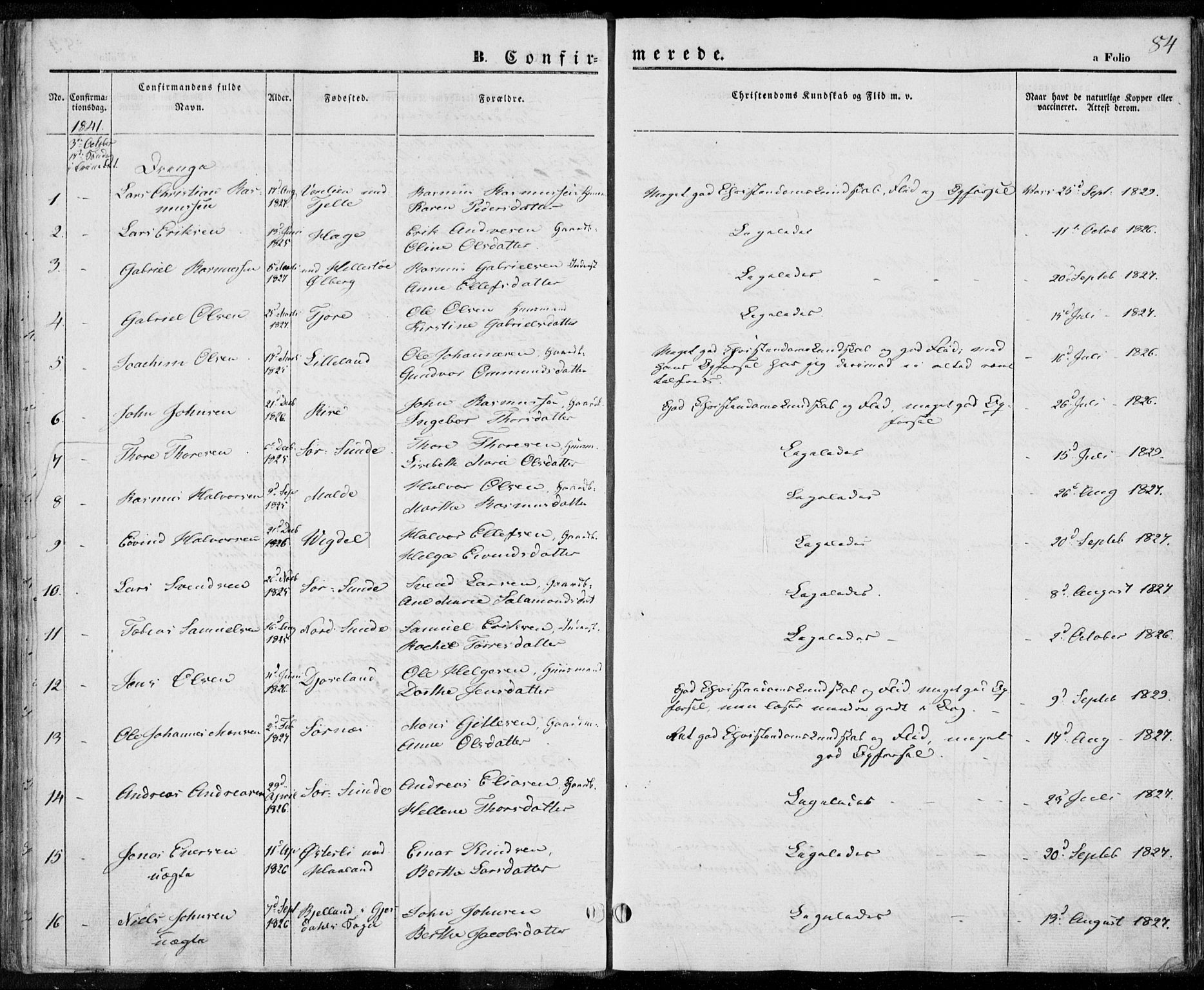 Håland sokneprestkontor, SAST/A-101802/001/30BA/L0006: Parish register (official) no. A 6, 1842-1853, p. 84