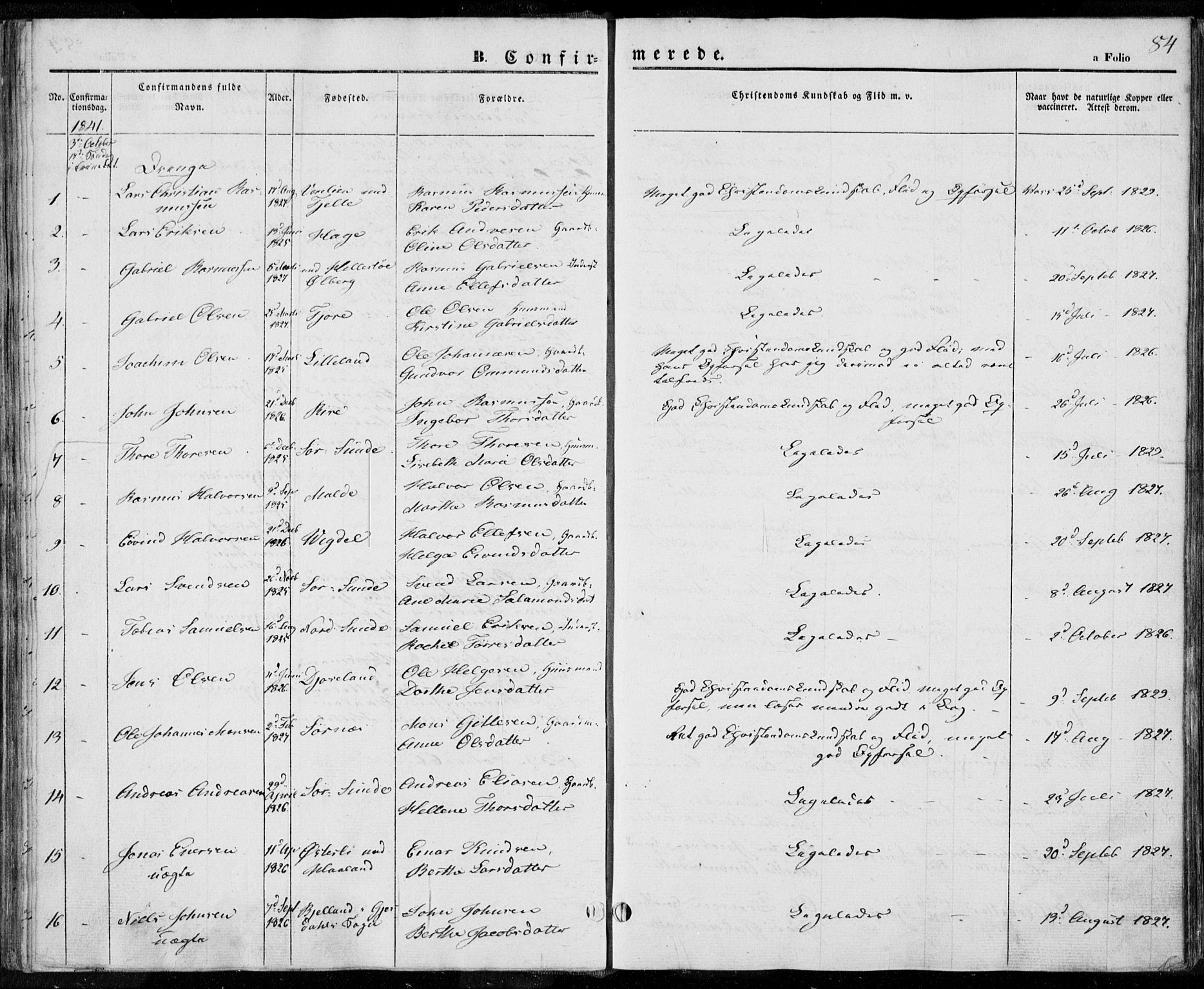 Håland sokneprestkontor, AV/SAST-A-101802/001/30BA/L0006: Parish register (official) no. A 6, 1842-1853, p. 84