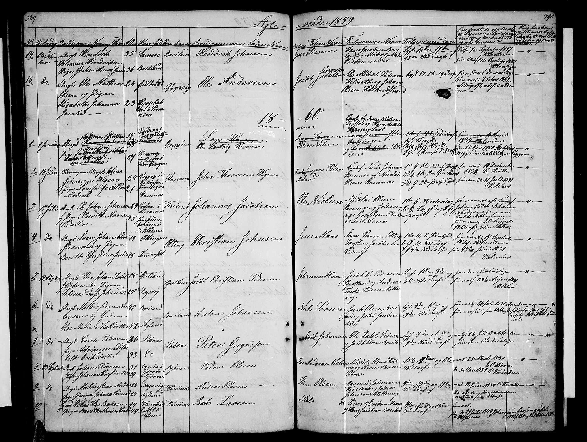 Ministerialprotokoller, klokkerbøker og fødselsregistre - Nordland, AV/SAT-A-1459/831/L0475: Parish register (copy) no. 831C02, 1851-1865, p. 389-390