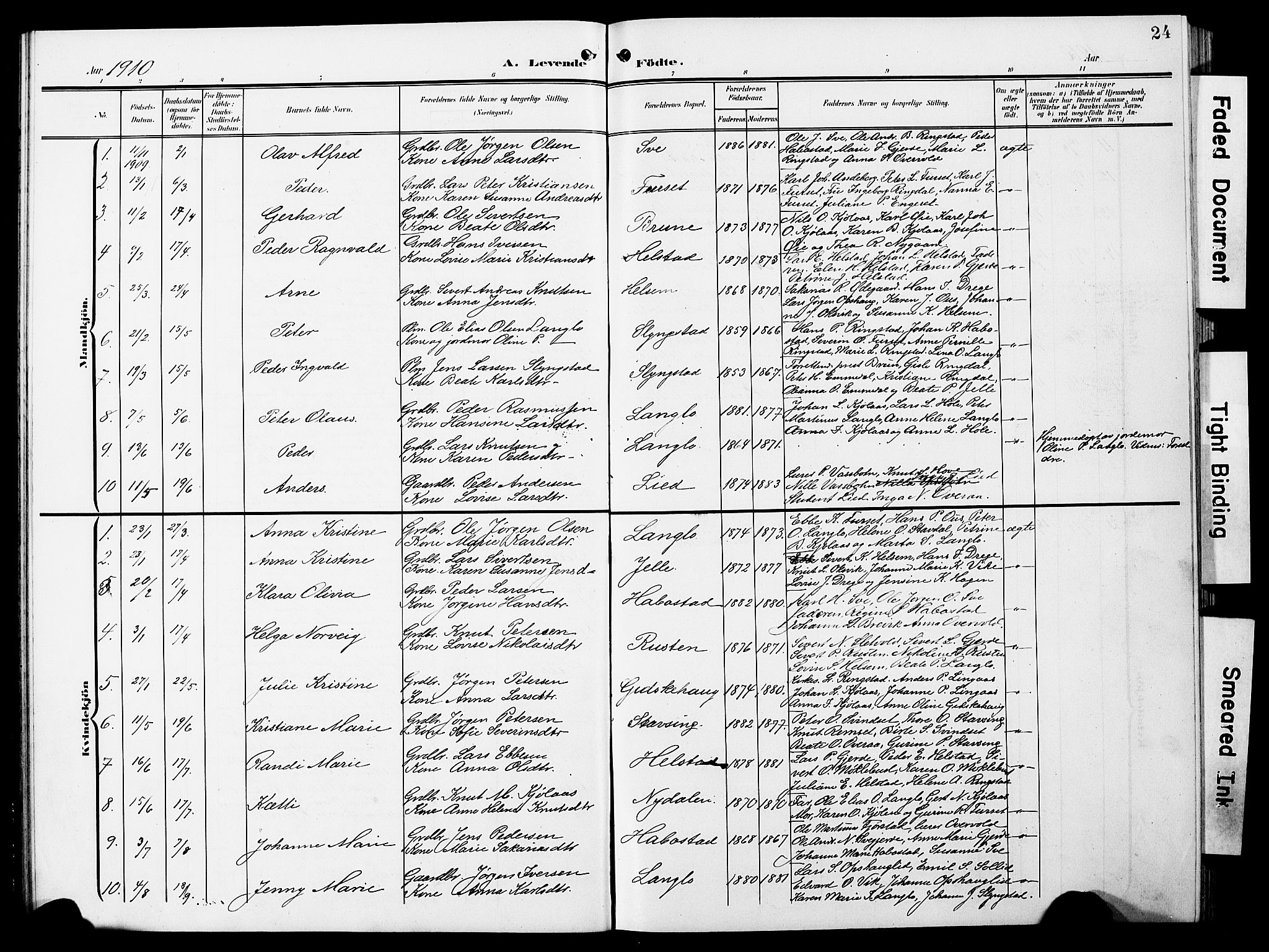 Ministerialprotokoller, klokkerbøker og fødselsregistre - Møre og Romsdal, AV/SAT-A-1454/520/L0293: Parish register (copy) no. 520C05, 1902-1923, p. 24