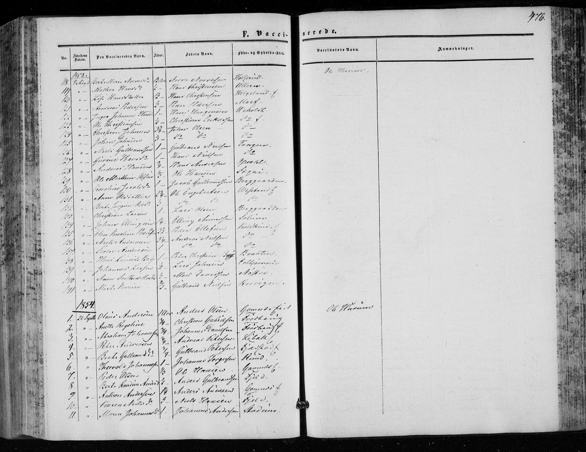 Hole kirkebøker, SAKO/A-228/F/Fa/L0006: Parish register (official) no. I 6, 1852-1872, p. 476