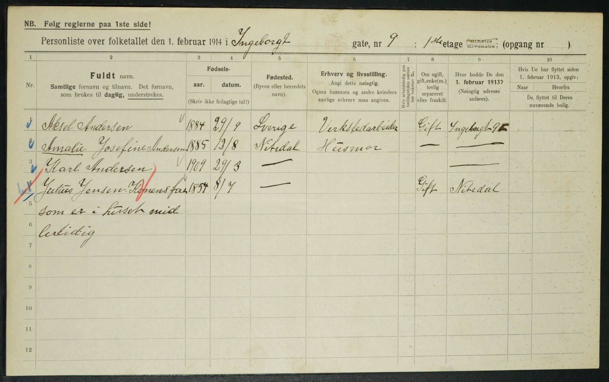 OBA, Municipal Census 1914 for Kristiania, 1914, p. 43839