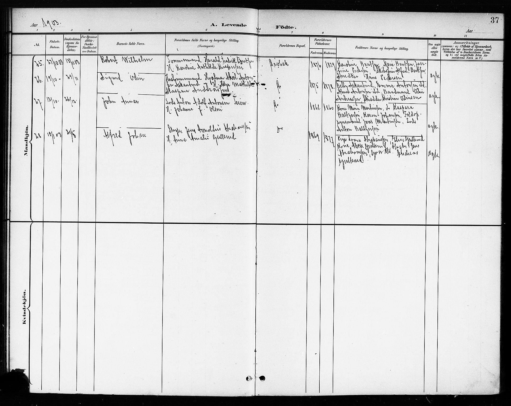 Drøbak prestekontor Kirkebøker, AV/SAO-A-10142a/G/Ga/L0001: Parish register (copy) no. I 1, 1897-1917, p. 37