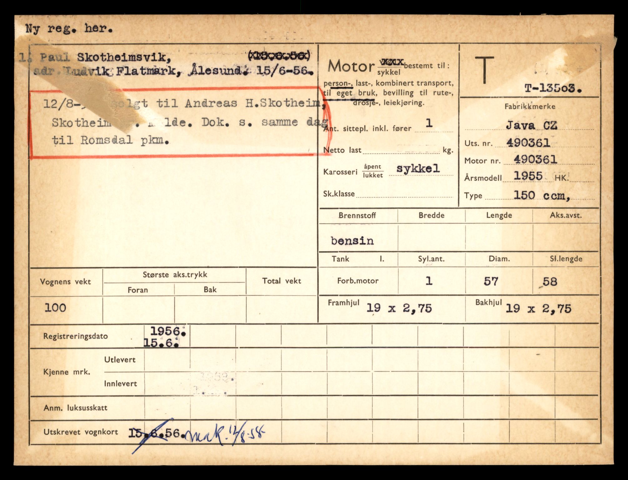 Møre og Romsdal vegkontor - Ålesund trafikkstasjon, AV/SAT-A-4099/F/Fe/L0039: Registreringskort for kjøretøy T 13361 - T 13530, 1927-1998, p. 2550