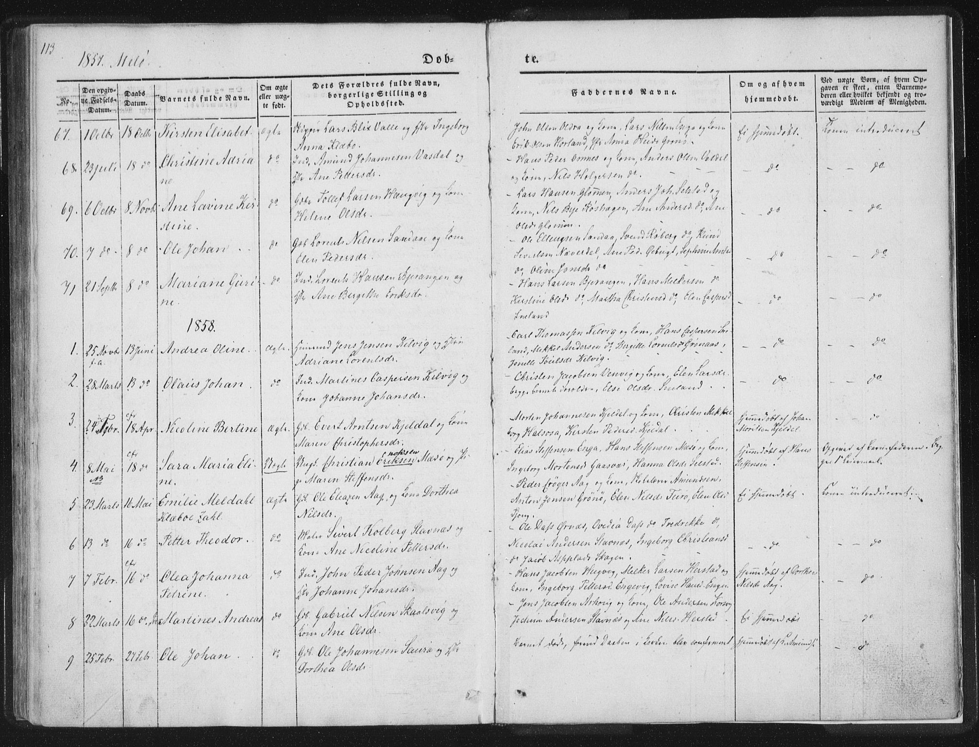 Ministerialprotokoller, klokkerbøker og fødselsregistre - Nordland, AV/SAT-A-1459/841/L0602: Parish register (official) no. 841A08 /2, 1845-1859, p. 113