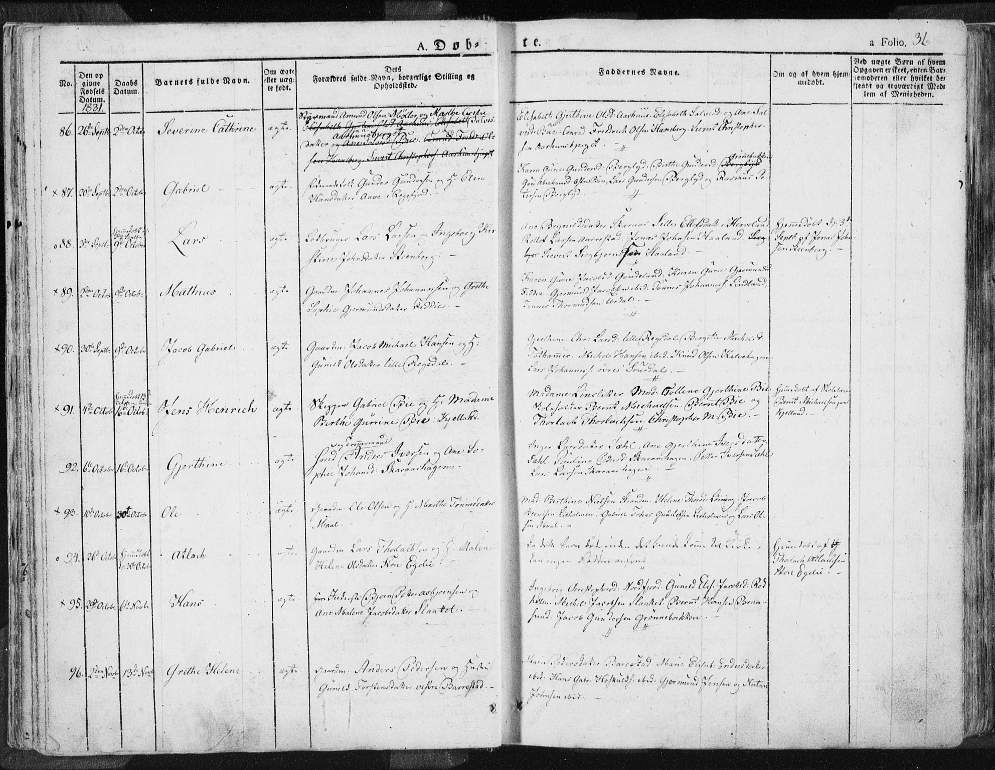 Sokndal sokneprestkontor, AV/SAST-A-101808: Parish register (official) no. A 7.1, 1826-1842, p. 36