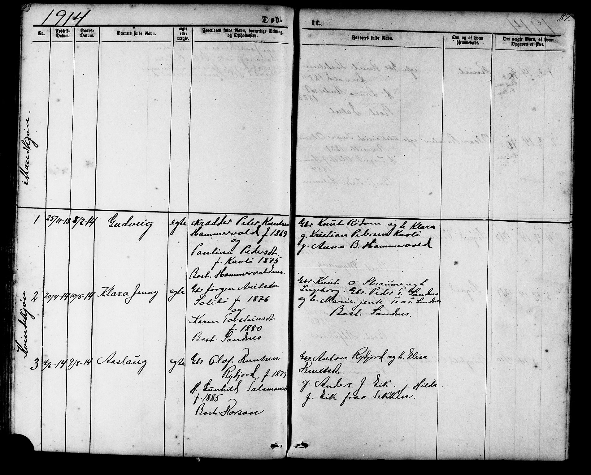 Ministerialprotokoller, klokkerbøker og fødselsregistre - Møre og Romsdal, SAT/A-1454/548/L0614: Parish register (copy) no. 548C02, 1867-1917, p. 87
