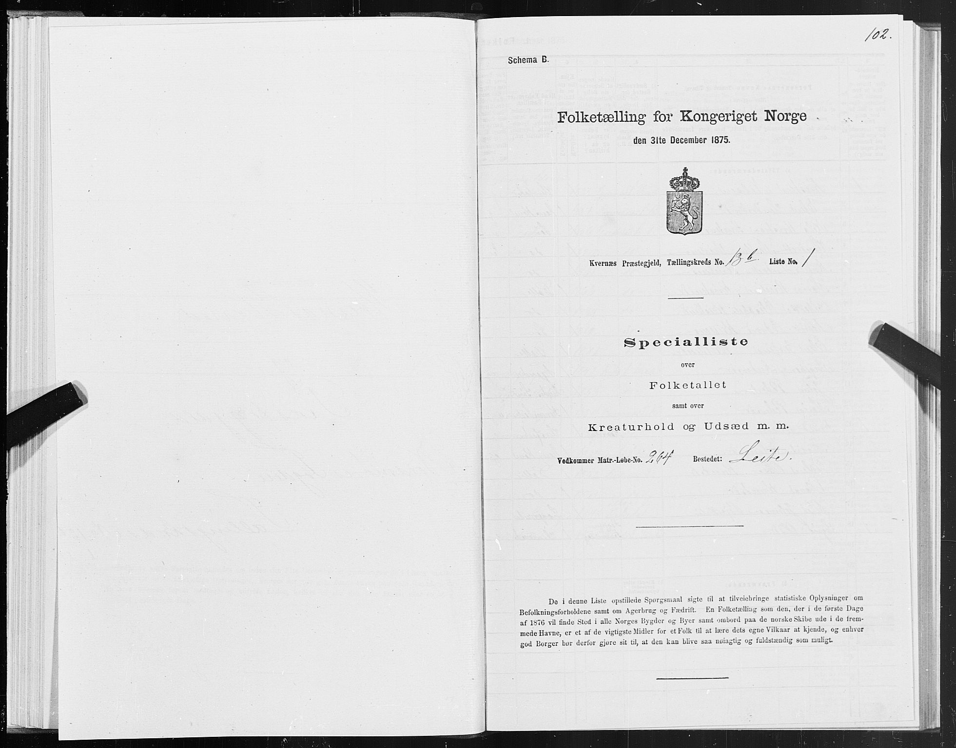 SAT, 1875 census for 1553P Kvernes, 1875, p. 7102