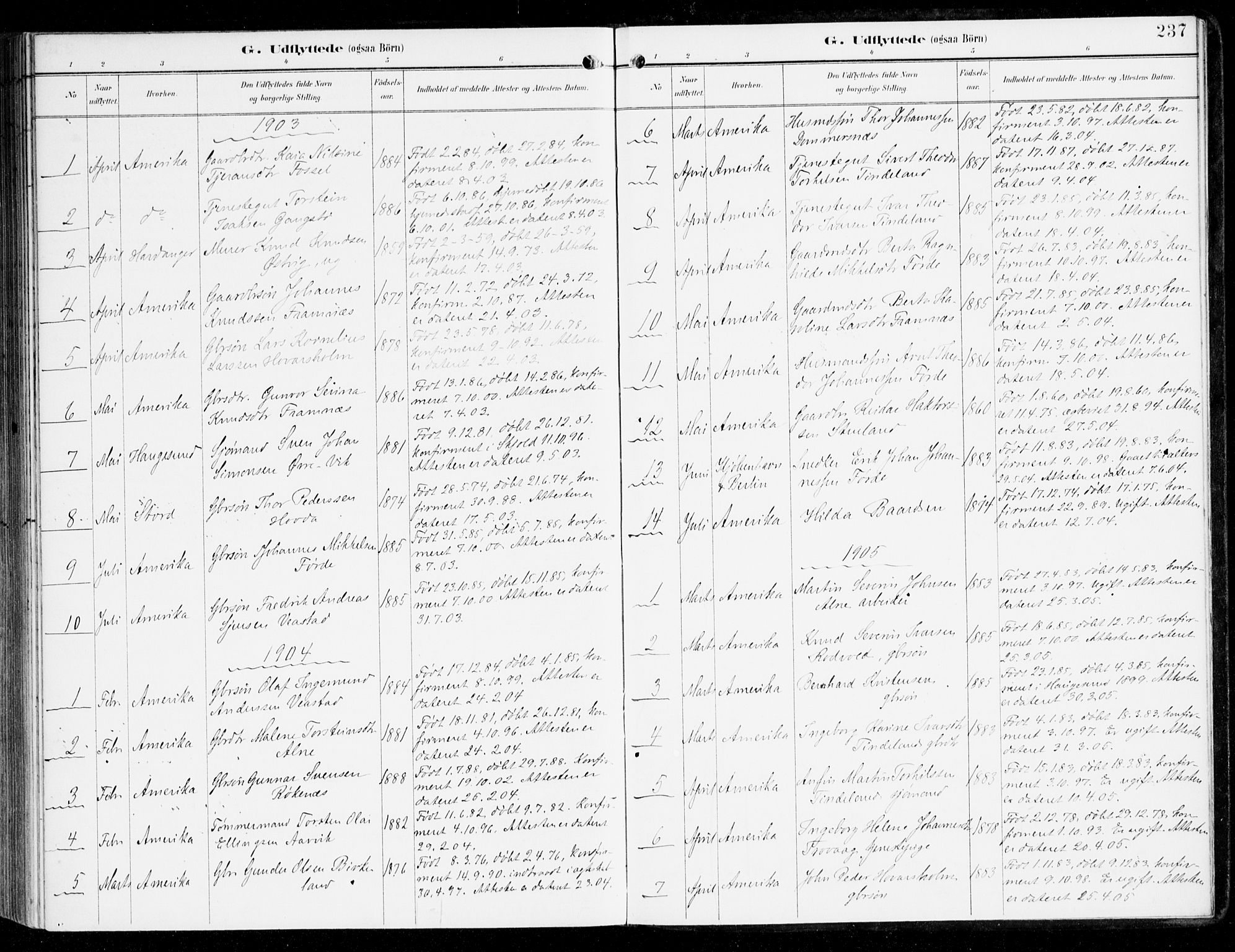 Sveio Sokneprestembete, AV/SAB-A-78501/H/Haa: Parish register (official) no. D 2, 1894-1916, p. 237