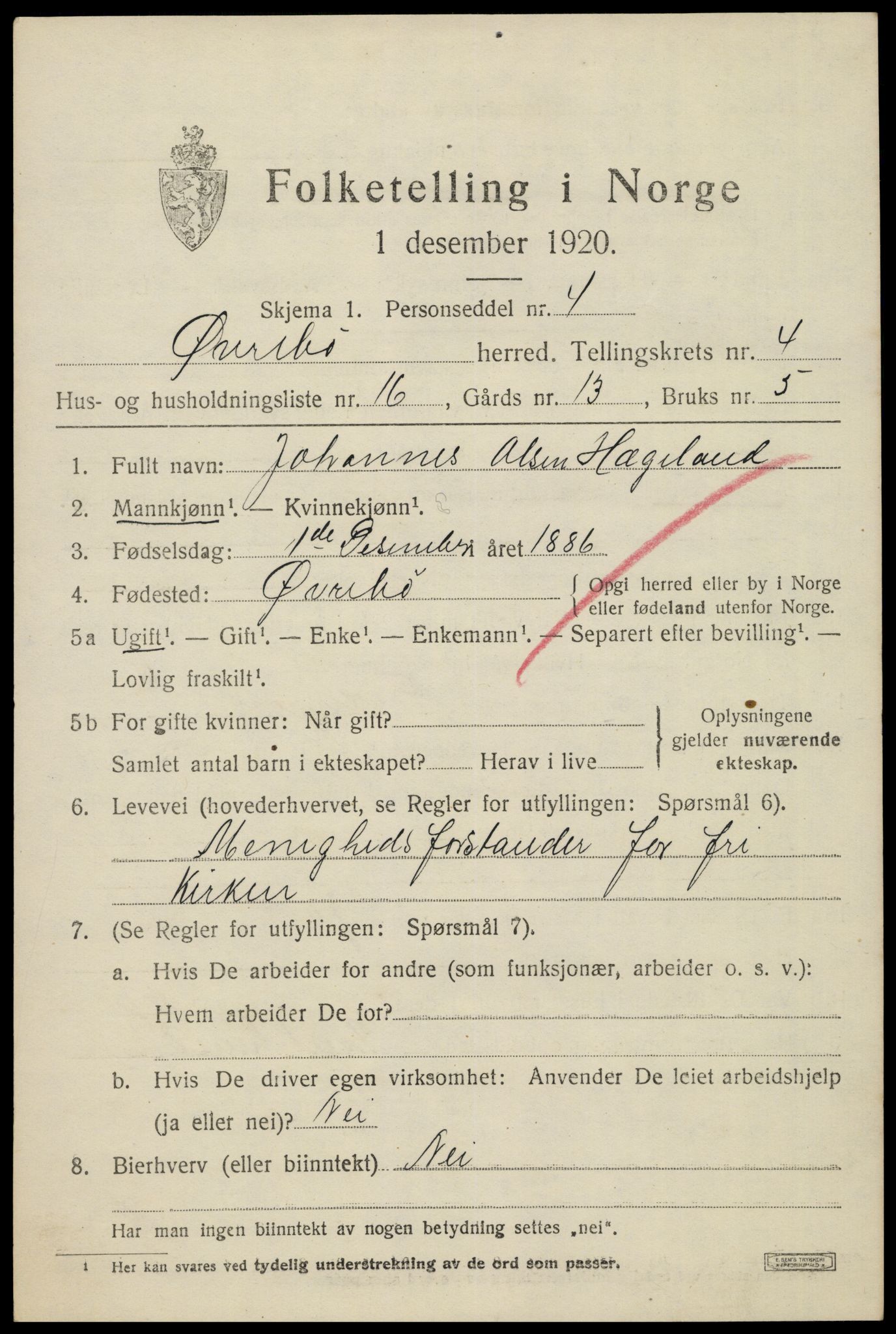 SAK, 1920 census for Øvrebø, 1920, p. 956