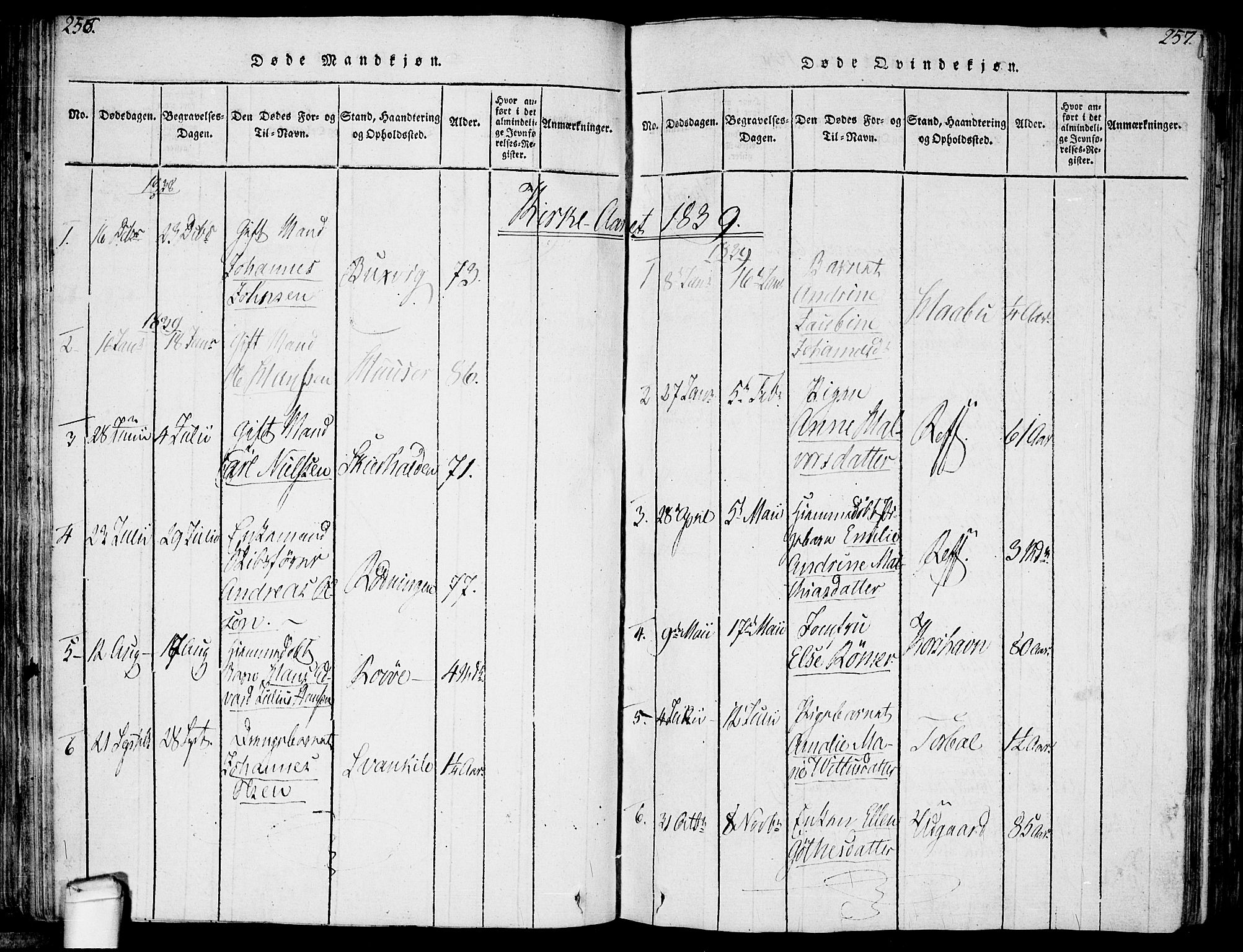 Hvaler prestekontor Kirkebøker, SAO/A-2001/F/Fa/L0005: Parish register (official) no. I 5, 1816-1845, p. 256-257