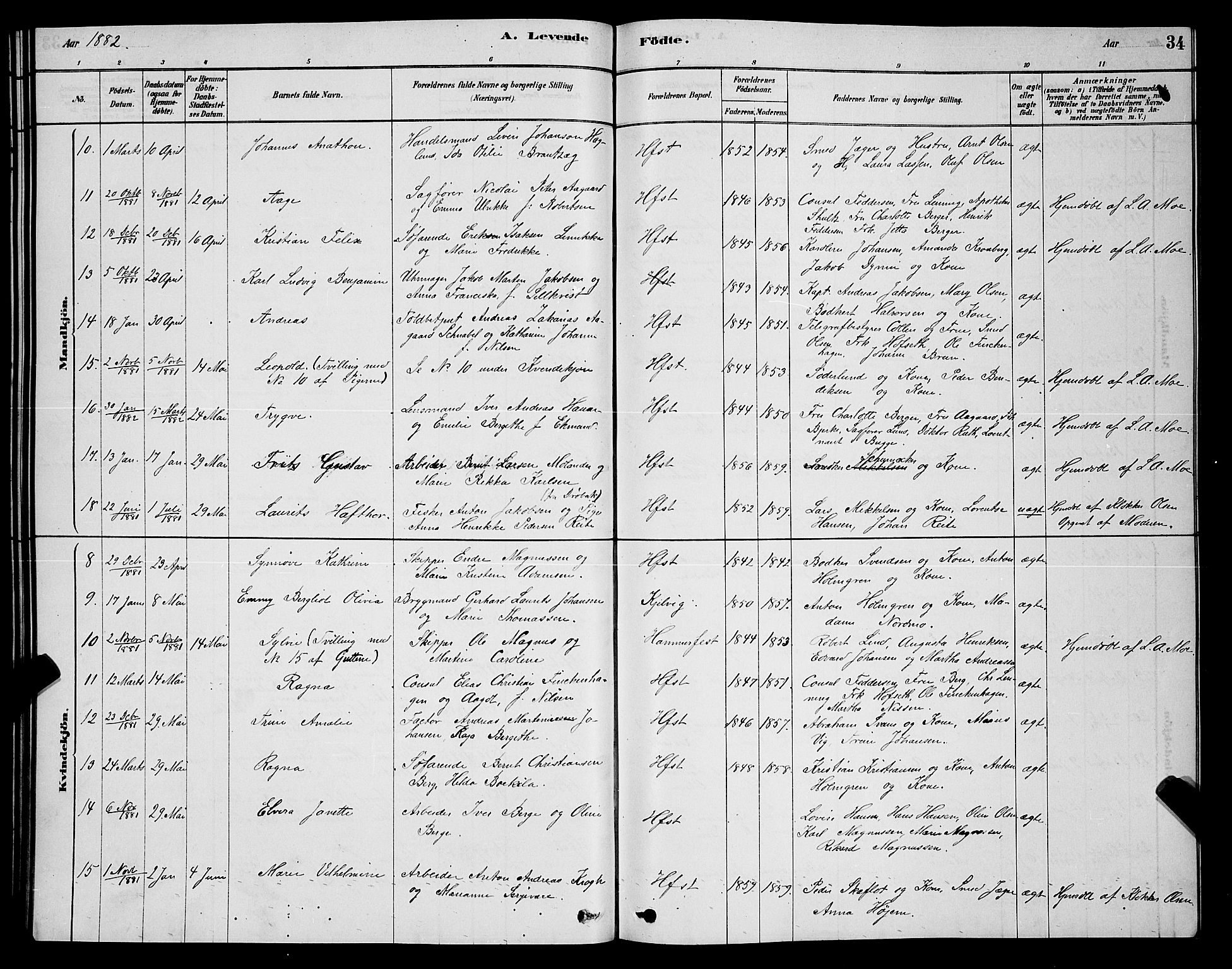 Hammerfest sokneprestkontor, AV/SATØ-S-1347/H/Hb/L0006.klokk: Parish register (copy) no. 6, 1876-1884, p. 34