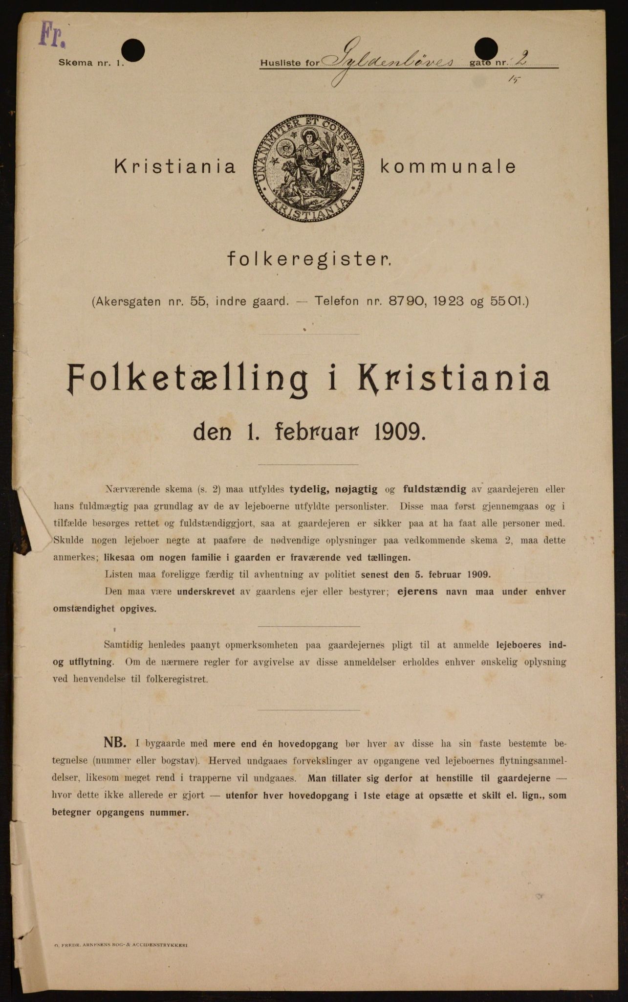 OBA, Municipal Census 1909 for Kristiania, 1909, p. 29562