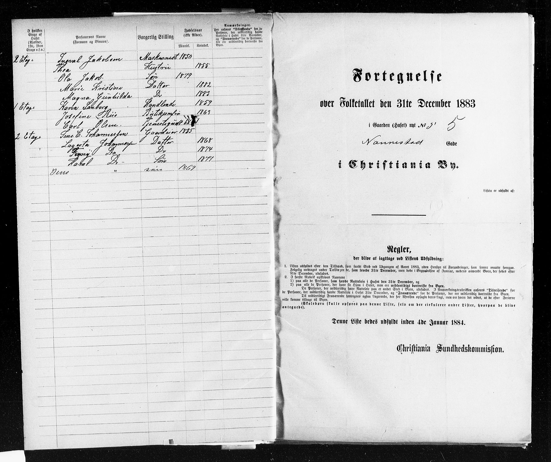 OBA, Municipal Census 1883 for Kristiania, 1883, p. 2932