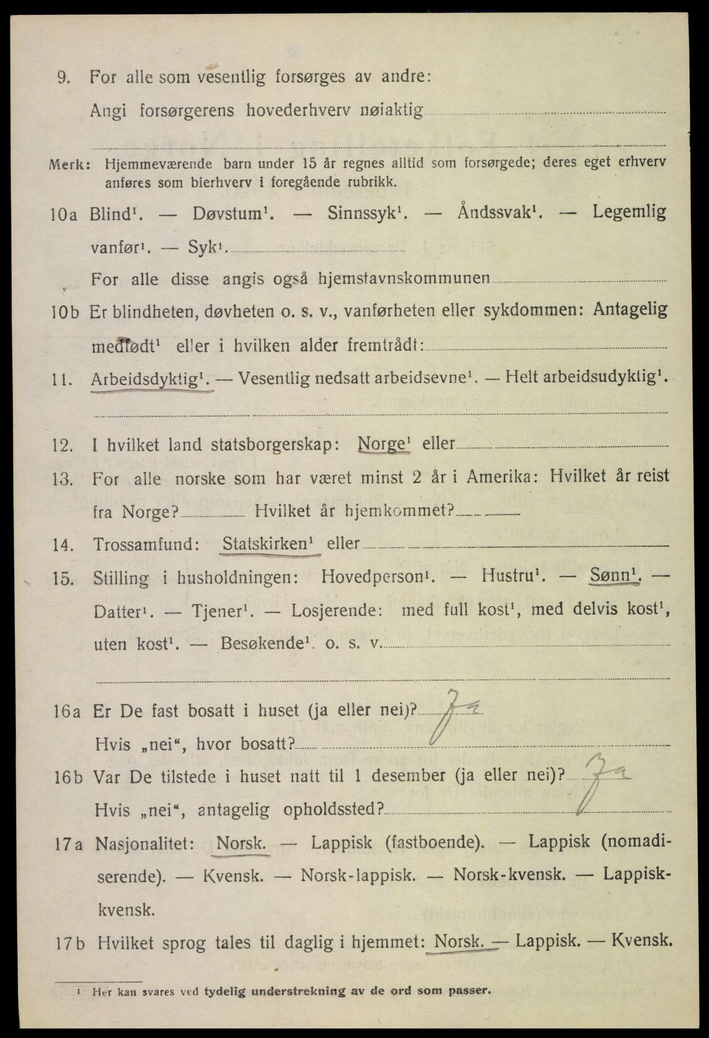 SAT, 1920 census for Vågan, 1920, p. 2936