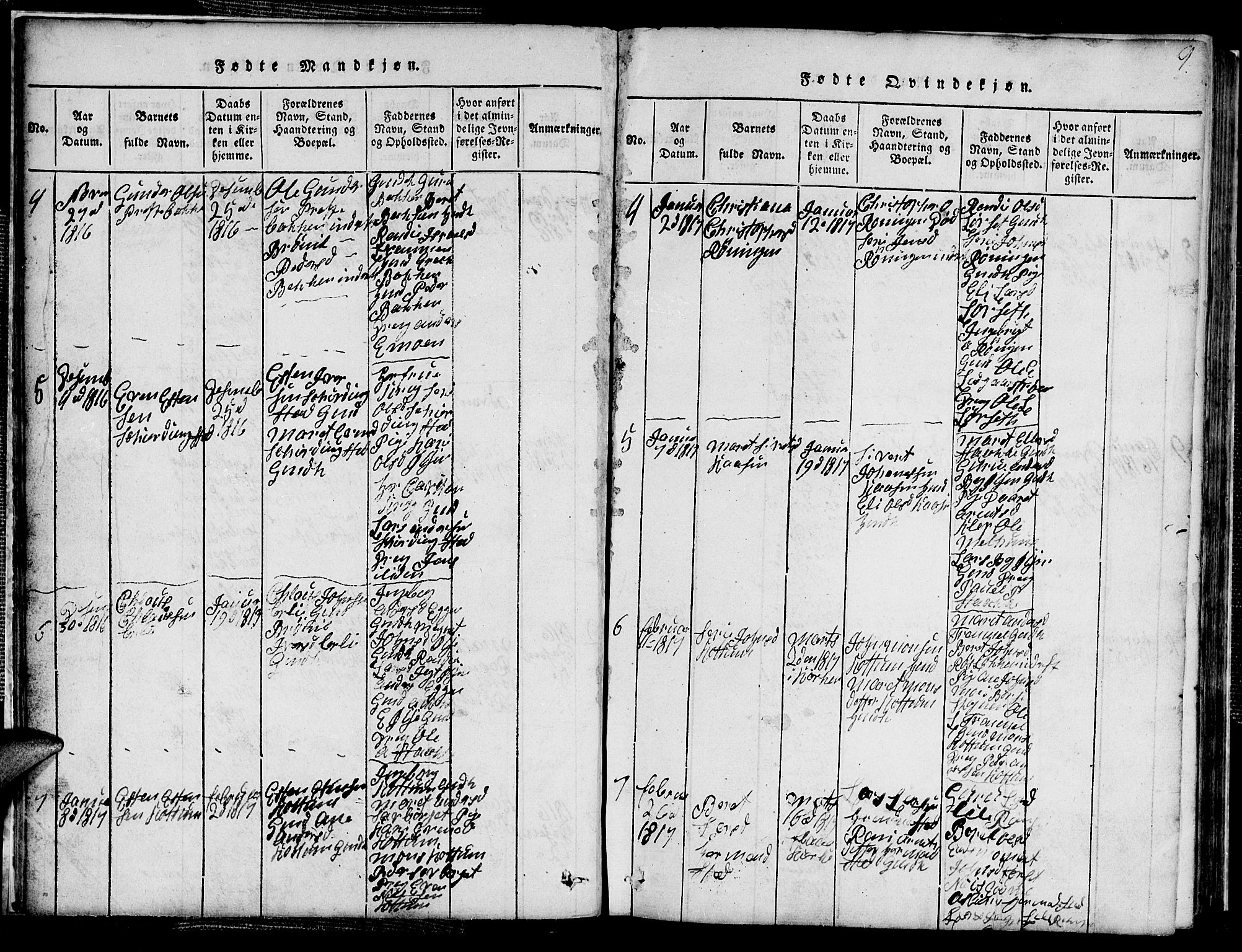 Ministerialprotokoller, klokkerbøker og fødselsregistre - Sør-Trøndelag, SAT/A-1456/691/L1092: Parish register (copy) no. 691C03, 1816-1852, p. 9