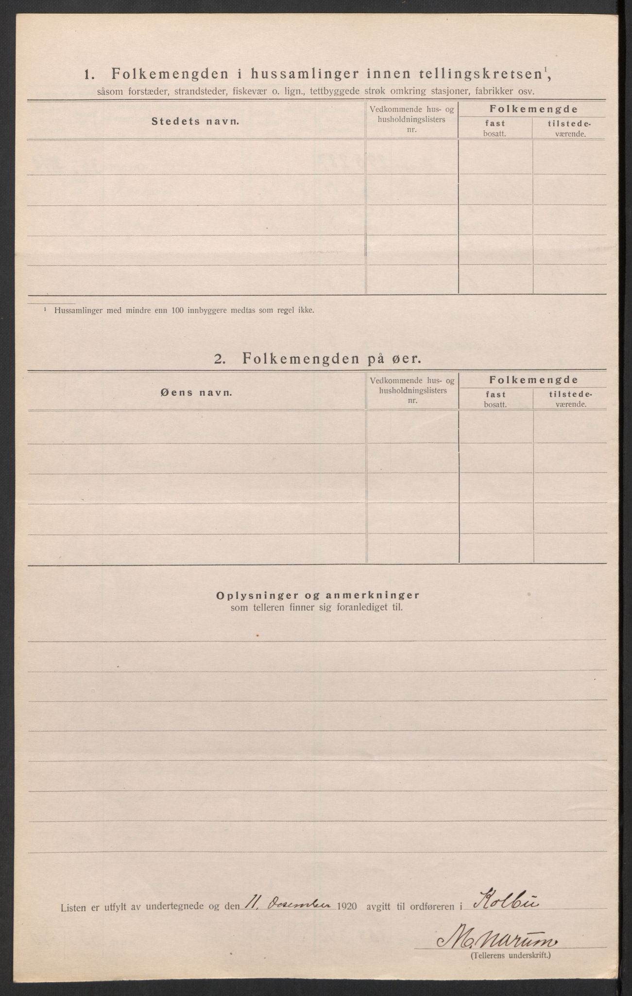 SAH, 1920 census for Kolbu, 1920, p. 11