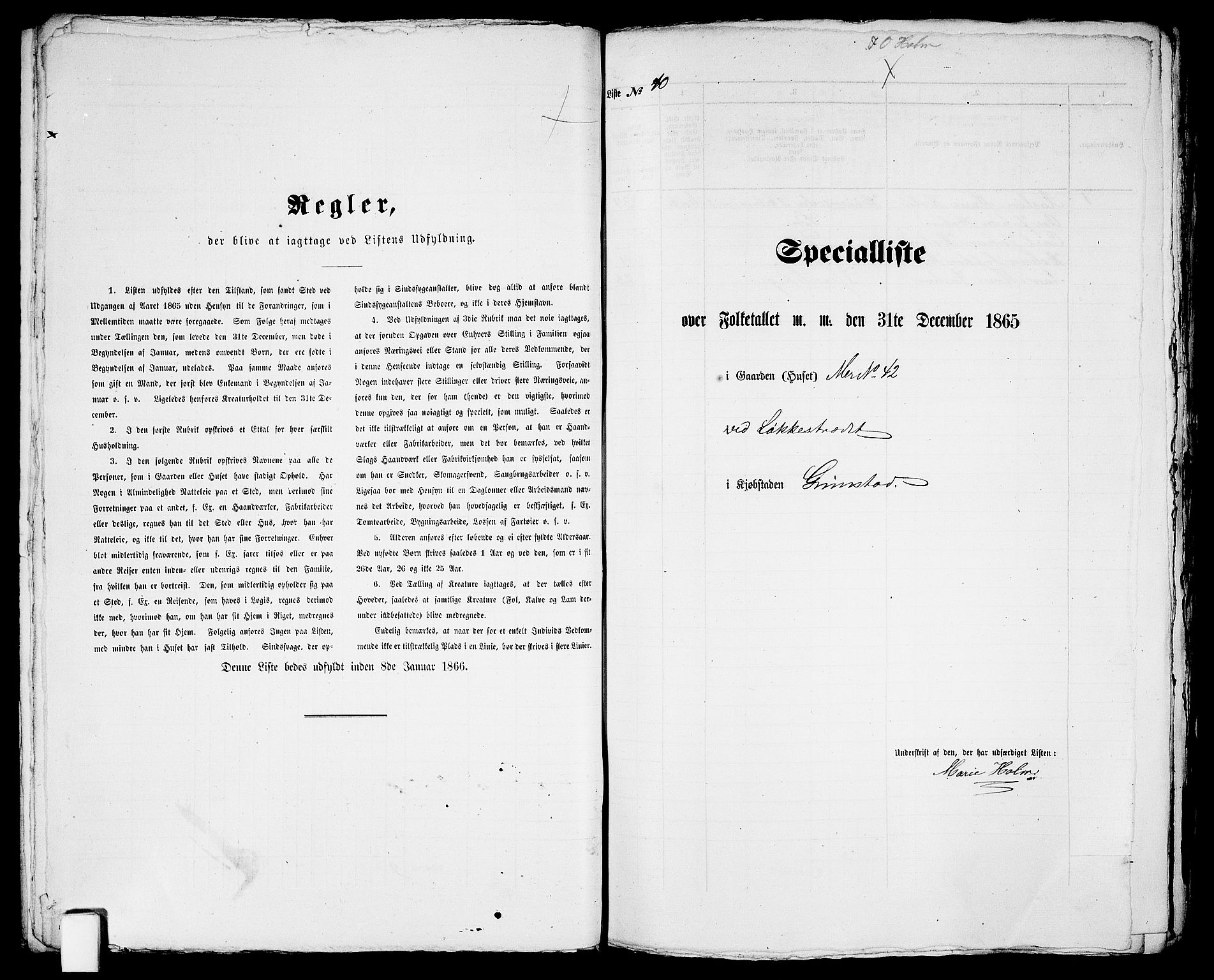 RA, 1865 census for Fjære/Grimstad, 1865, p. 86